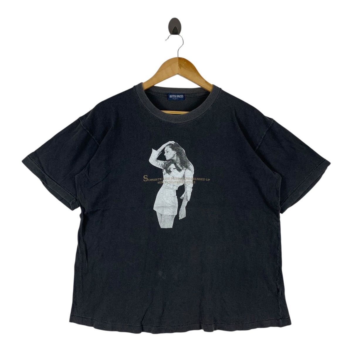 Vintage BOTH FACES LA Graphic Black Japanese Streetwear Tee