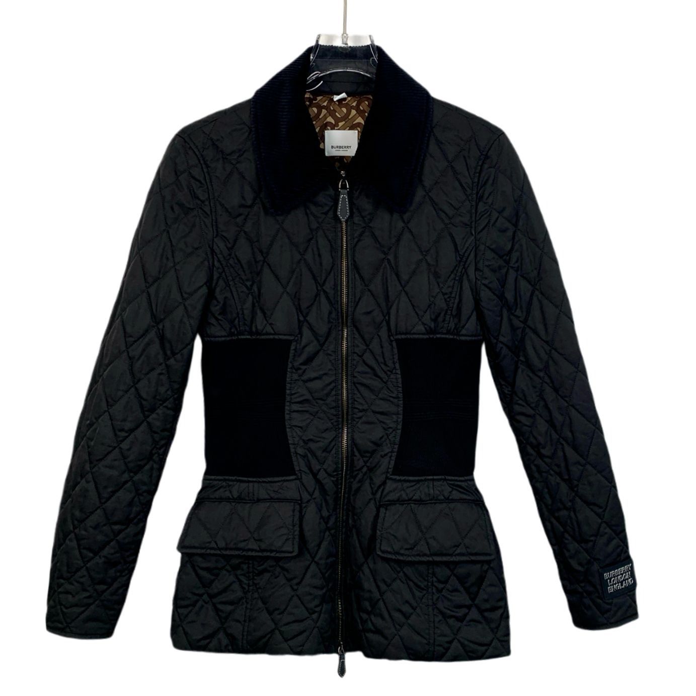 Burberry Burberry Womens Black Quilted Jacket With Velvet Collar & Ci Size S / US 4 / IT 40 - 1 Thumbnail