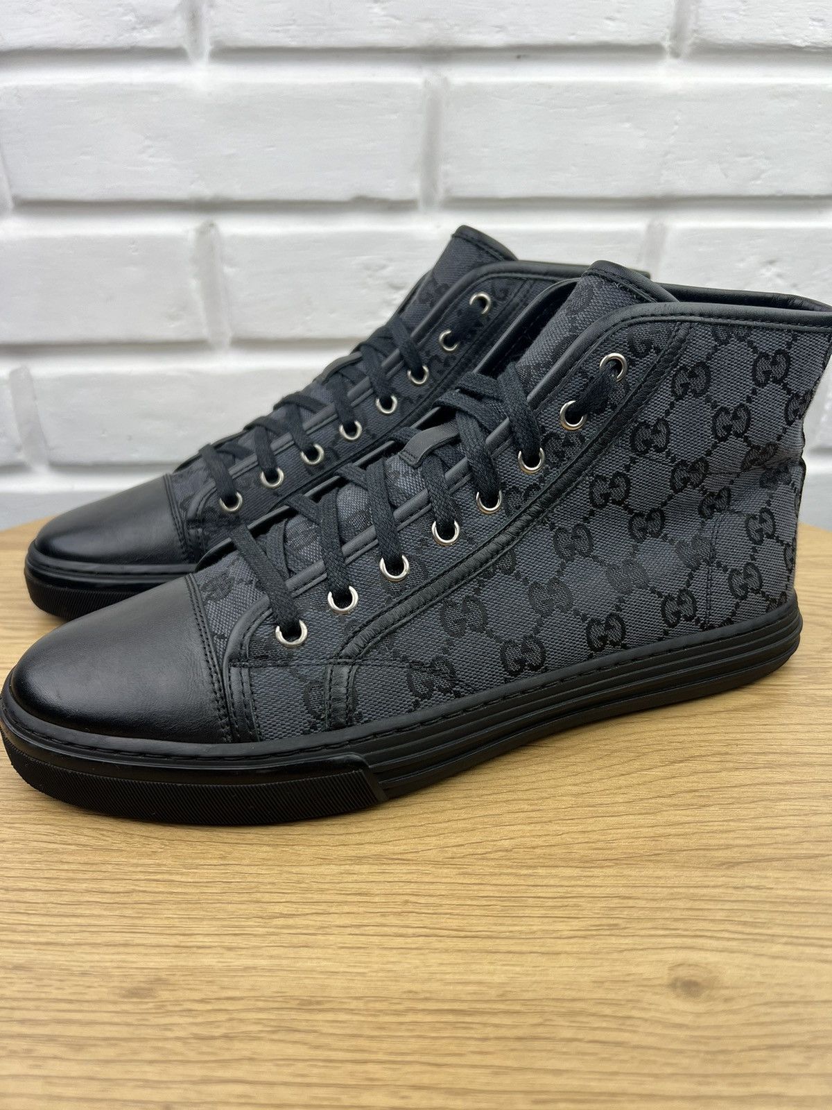 Gucci GUCCI Sneakers Hi Top Leather Shoes BROOKLYN GG Monogram Size US 7.5 / EU 40-41 - 3 Thumbnail