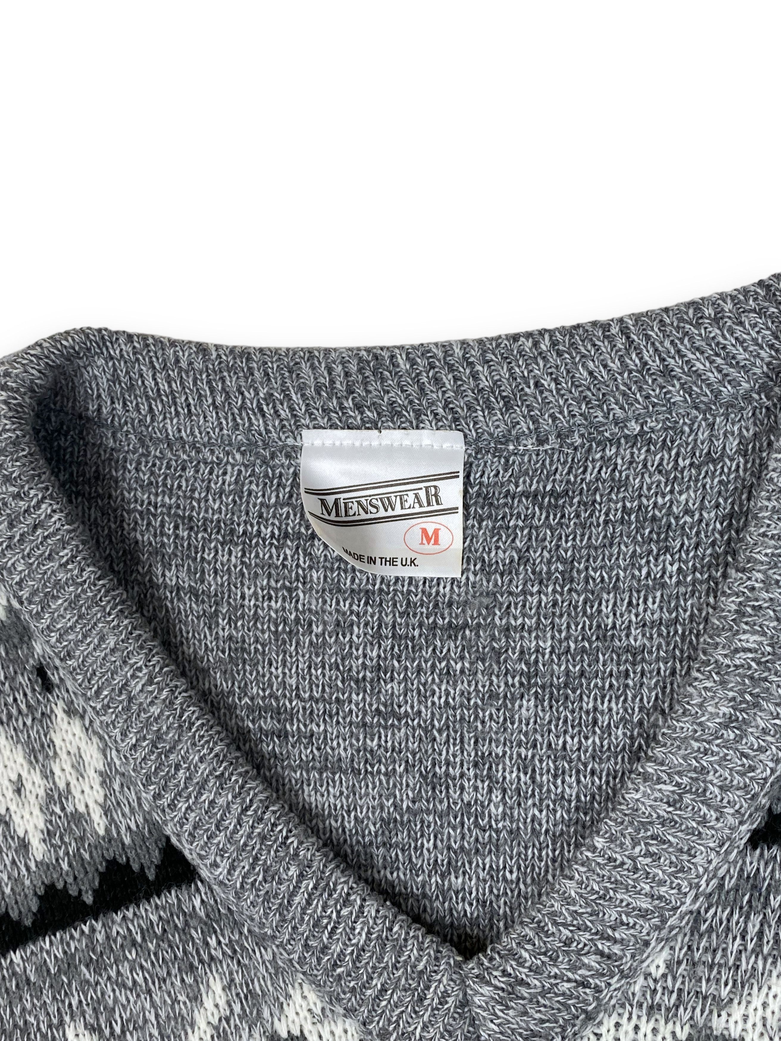 Other Vintage MENSWEAR Crazy Print V-Neck Sweater M691 Size US L / EU 52-54 / 3 - 6 Thumbnail