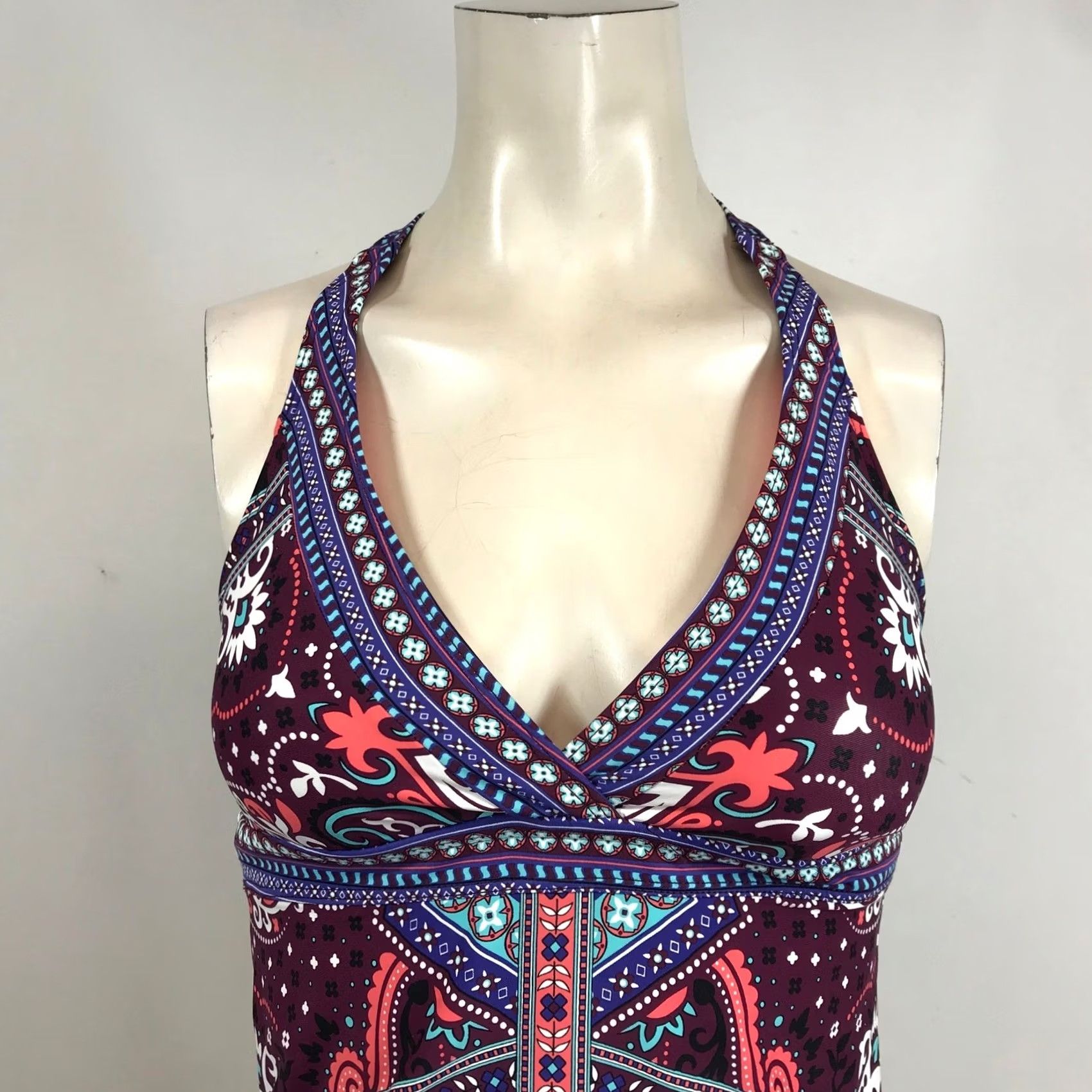 Vintage Title Nine Purple Paisley Halter Tankini Swim Top Small Size S / US 4 / IT 40 - 2 Thumbnail