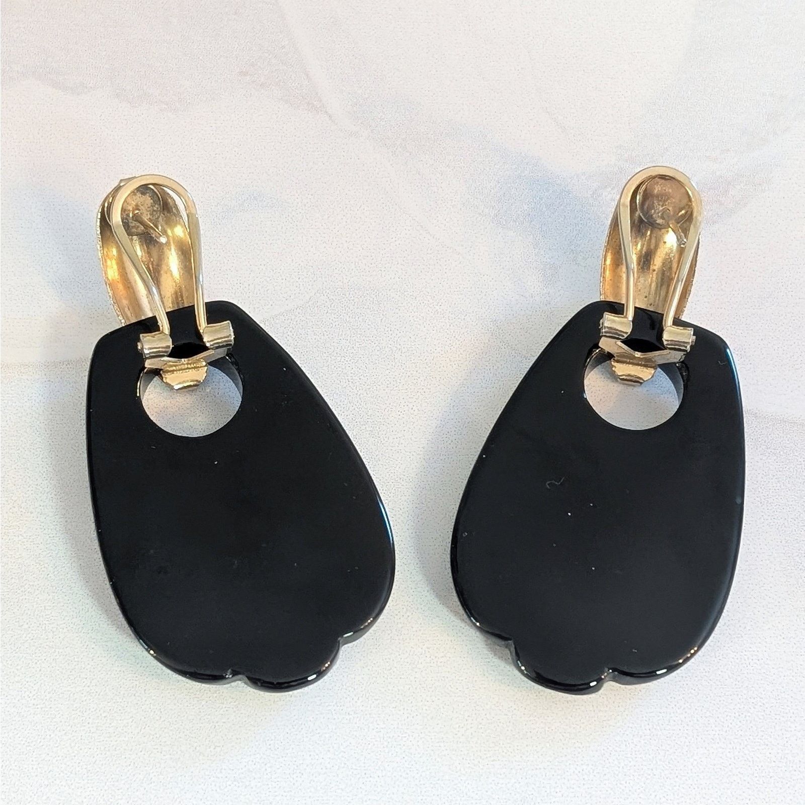 Other Bold Retro VTG 1980s Gold-Tone & Black Door-Knocker Earrings Size ONE SIZE - 5 Thumbnail