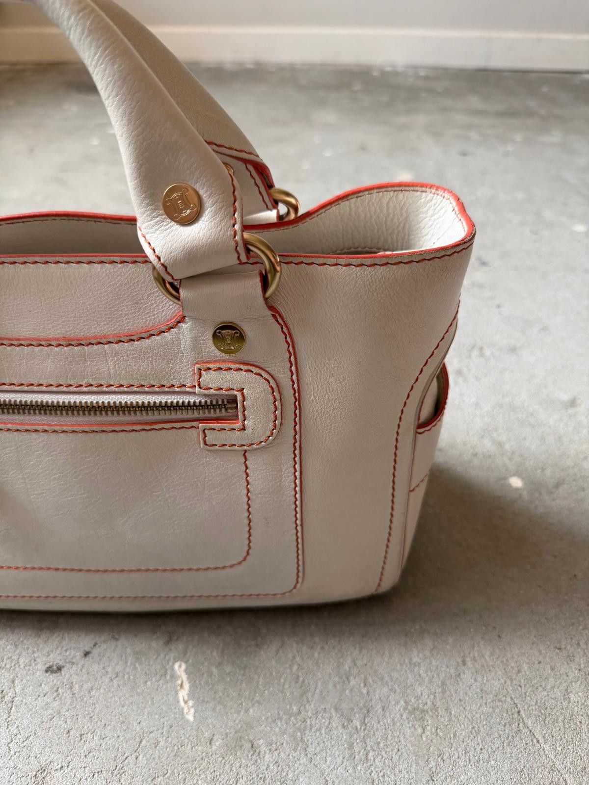 Celine Celine Leather Boogie Shoulder Bag White/Red Size ONE SIZE - 5 Thumbnail