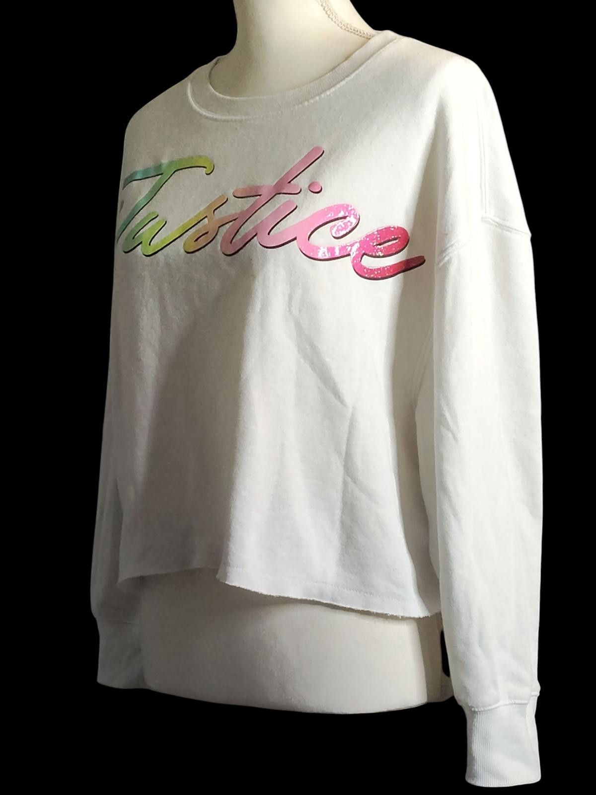Other Justice White Crop Sweatshirt with Rainbow Logo Size L / US 10 / IT 46 - 5 Thumbnail