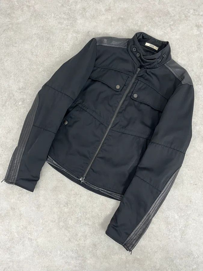Gianfranco Ferre 2000s Gianfranco Ferré Black Nylon & Leather Bomber Jacket Size US M / EU 48-50 / 2 - 4 Thumbnail