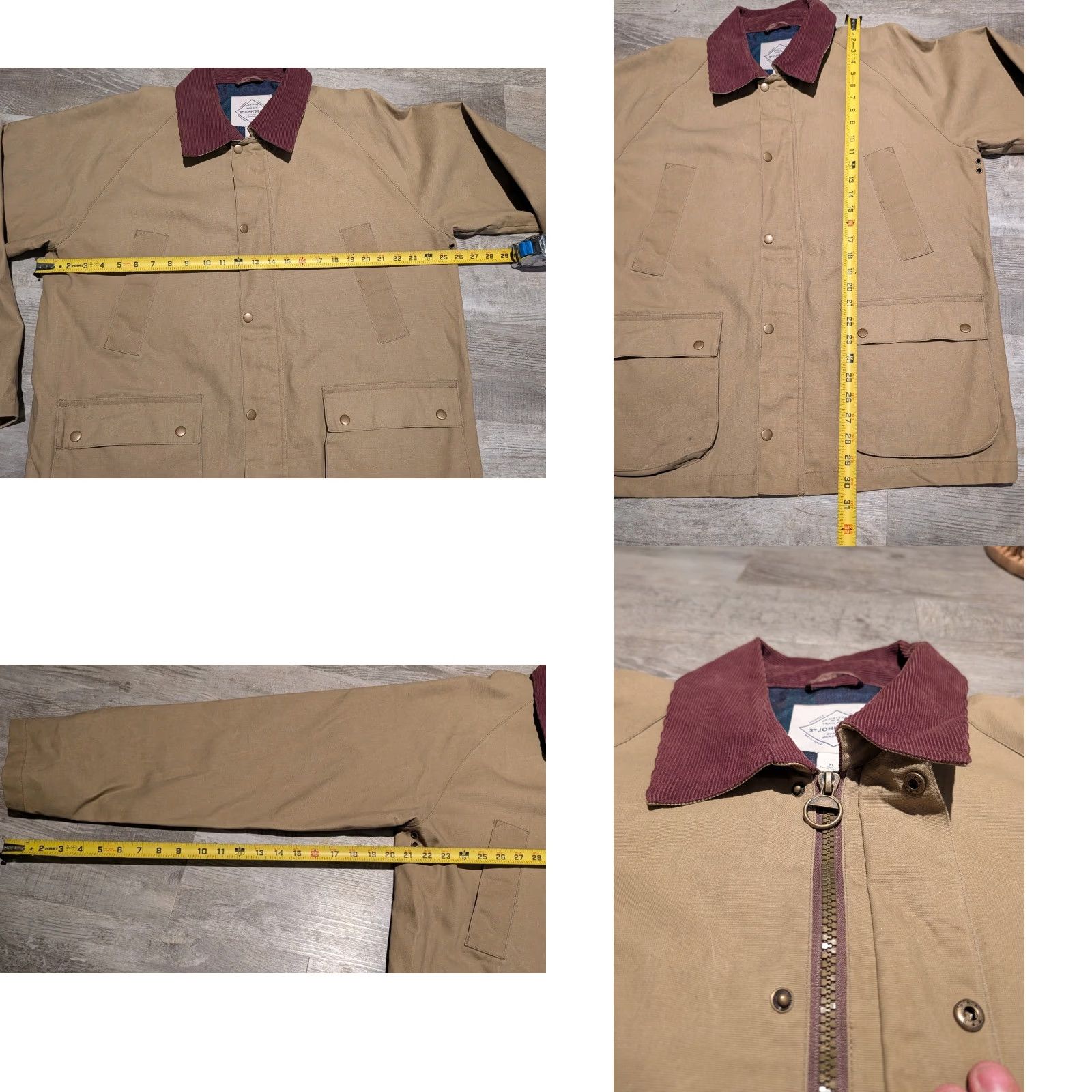 Vintage St Johns Bay Chore Jacket Mens XL Khaki Canvas Lined Workwear Barn Coat Size US XL / EU 56 / 4 - 8 Thumbnail