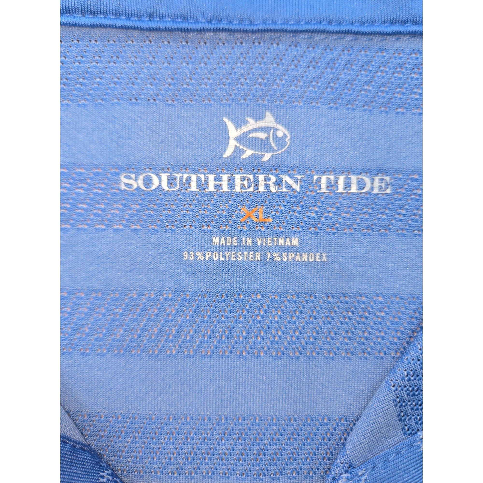 Southern Tide Southern Tide Mens XL Blue Vented Striped Polo Shirt Size US XL / EU 56 / 4 - 4 Thumbnail