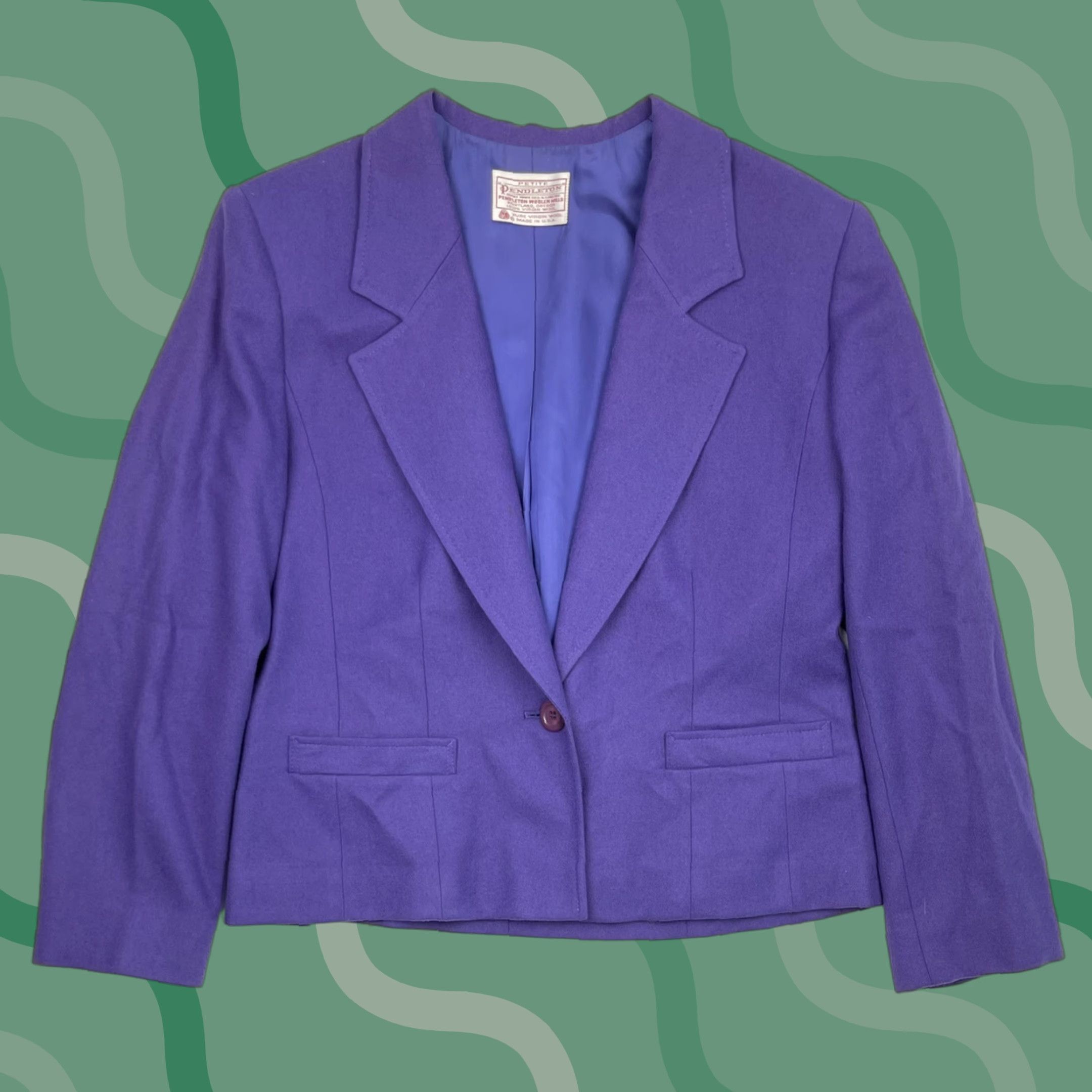 Pendleton VTG Pendleton Women's Blazer Petite M Wool Purple Short Lined Coat One Button Front US Made Womens Size M / US 6-8 / IT 42-44 - 1 Thumbnail