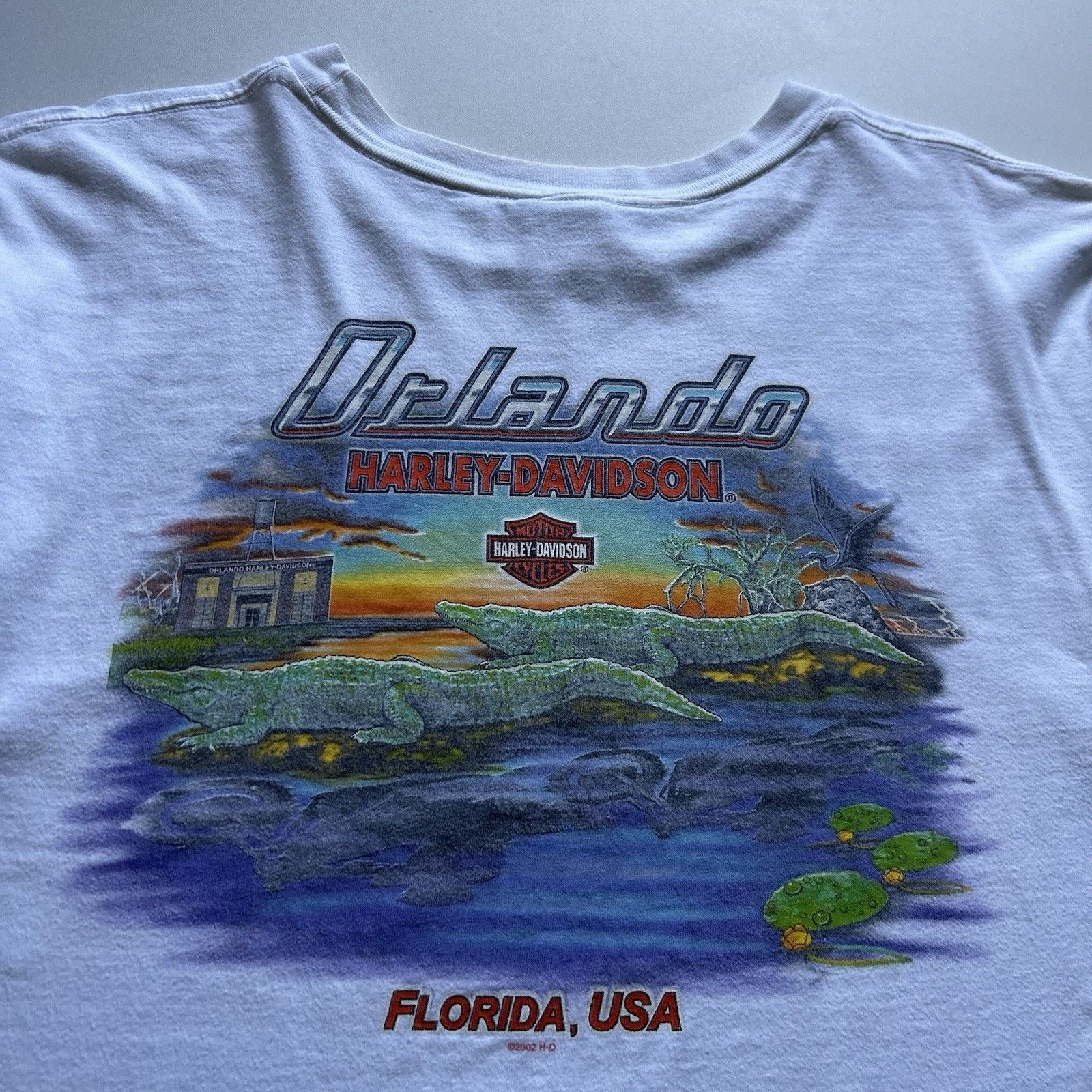 Harley Davidson × Vintage Vintage Harley Davidson T-Shirt 2XL White Y2K USA Gator Art Size US XXL / EU 58 / 5 - 4 Thumbnail