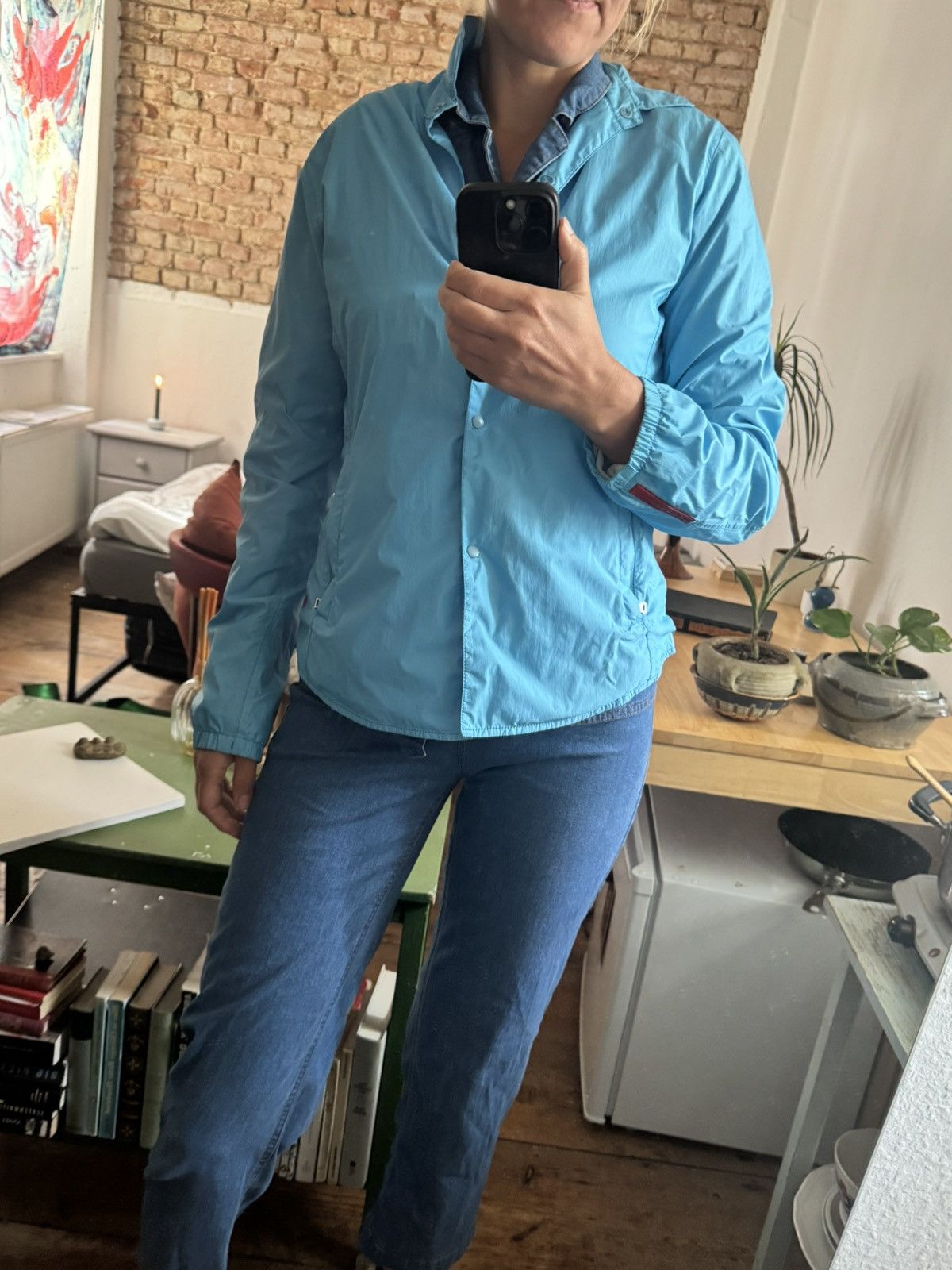 Prada Vintage Prada Linea Rossa Windbreaker – Turquoise – Italy Size M / US 6-8 / IT 42-44 - 1 Thumbnail