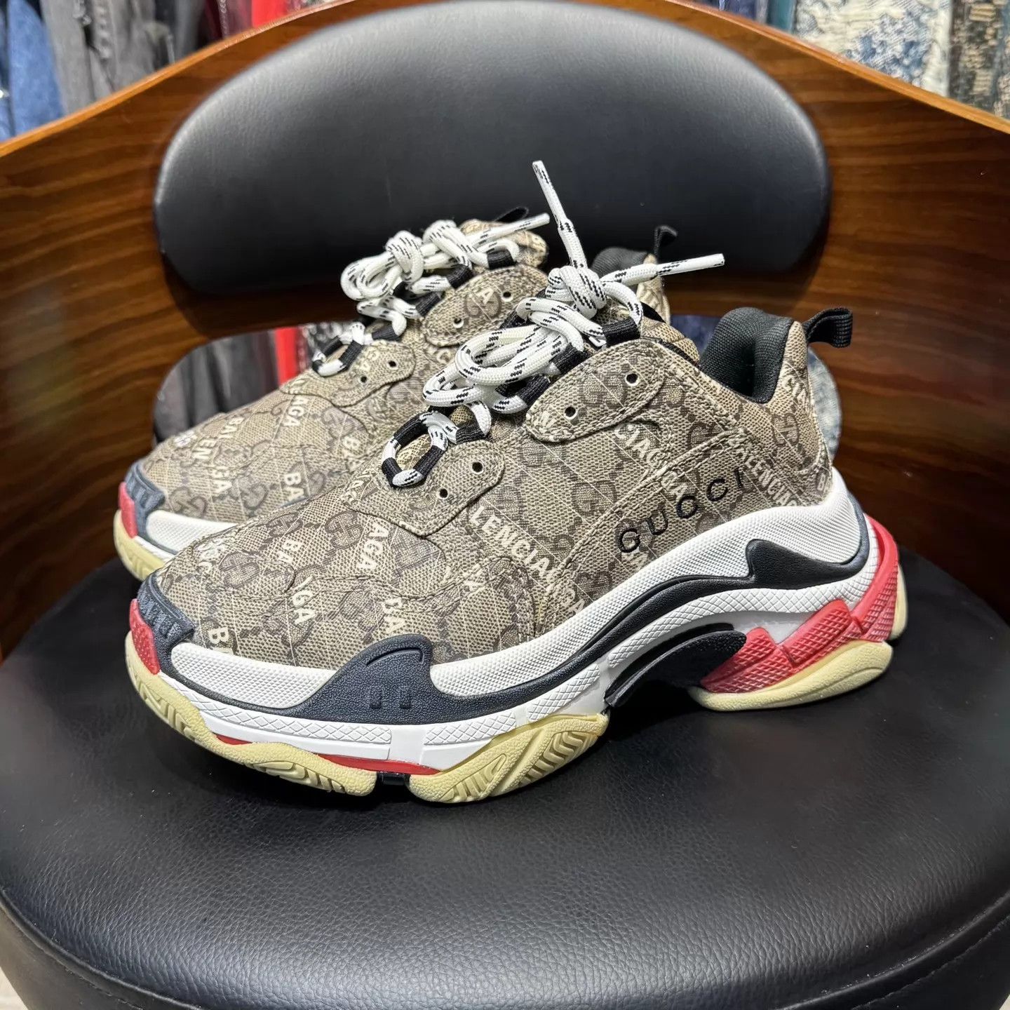 Balenciaga Balenciaga x Gucci Triple S Brown 35 Worn 2x Allover Size US 4.5 / IT 34.5 - 1 Thumbnail