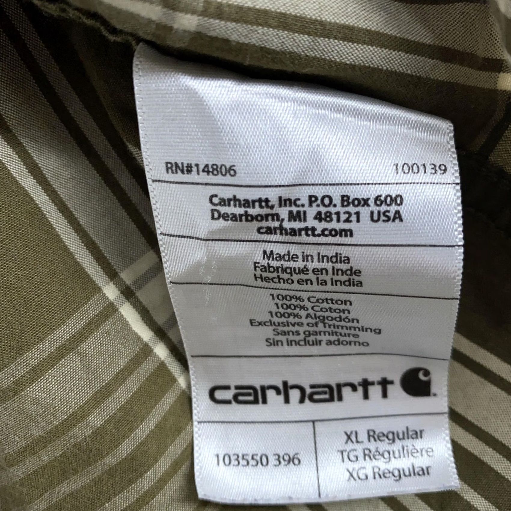 Carhartt Carhartt Shirt Mens XL Green Plaid Button Down Short Sleeve Relaxed Fit Cotton Size US XL / EU 56 / 4 - 8 Thumbnail