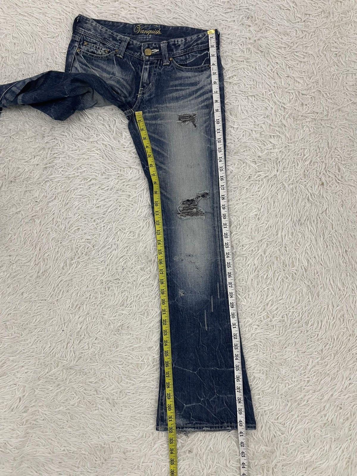 Vanquish Vanquish Gold Distress Flair Jeans Pant Made in Japan Size 31" - 9 Thumbnail