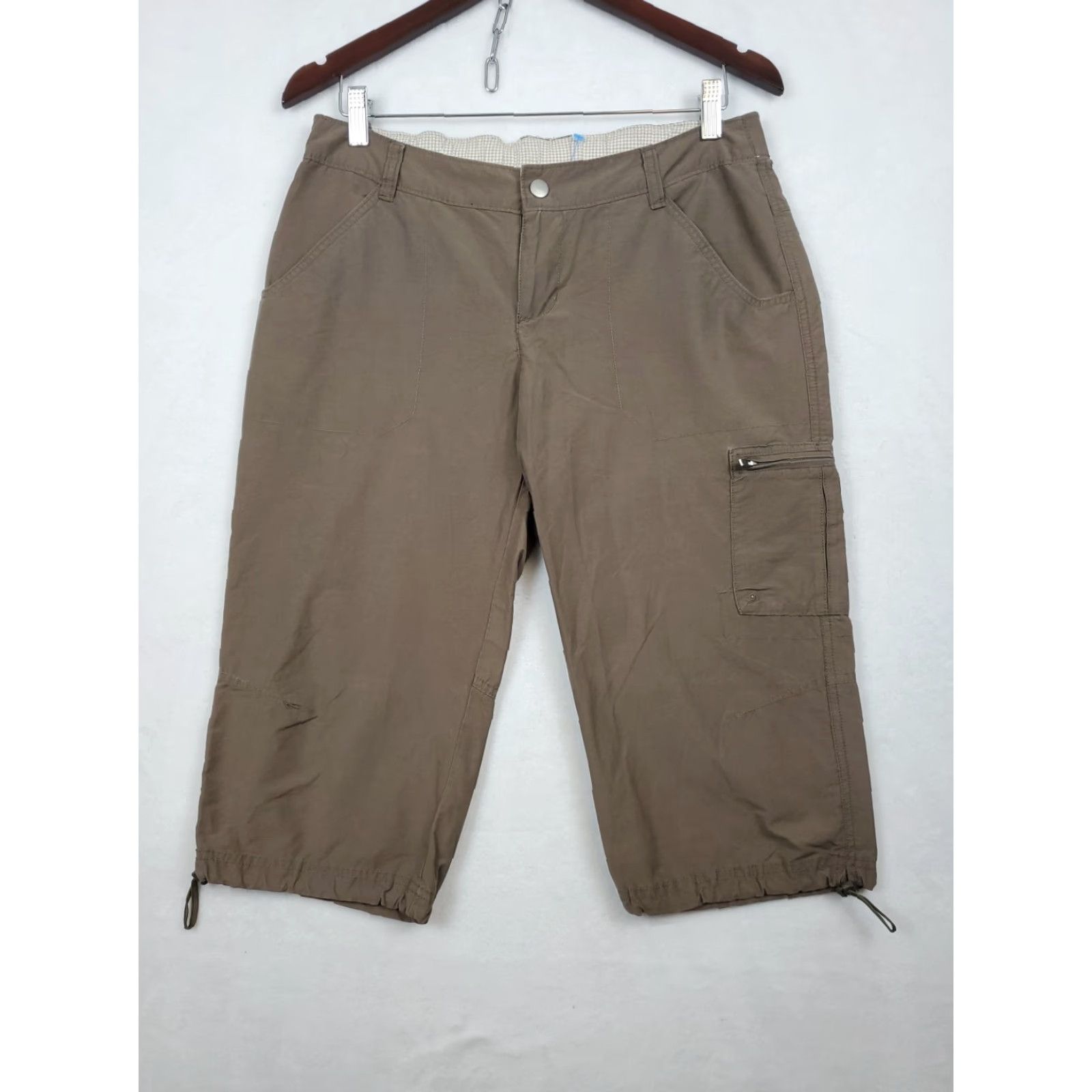 Vintage Columbia Pants Women 8 Brown Cropped Straight Leg Cargo Pockets Outdoor Casual Machine Washable Nylon Blend Signature? Size 30" / US 8 / IT 44 - 3 Thumbnail