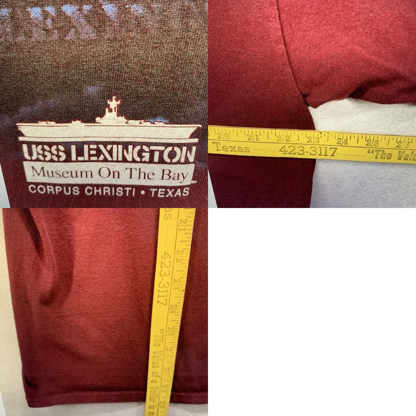 Gildan VINTAGE USS Lexington T-Shirt Men XL Navy Maroon Ghost 2000s Military Ships Ocean Fans Size US XL / EU 56 / 4 - 8 Thumbnail