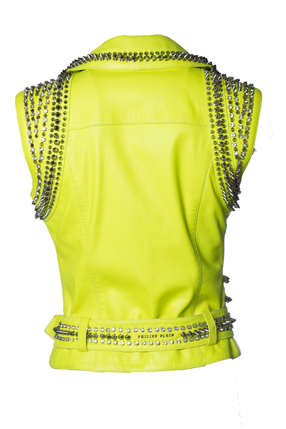Philipp Plein Philipp Plein, neon yellow leather vest with studs Size S / US 4 / IT 40 - 2 Thumbnail