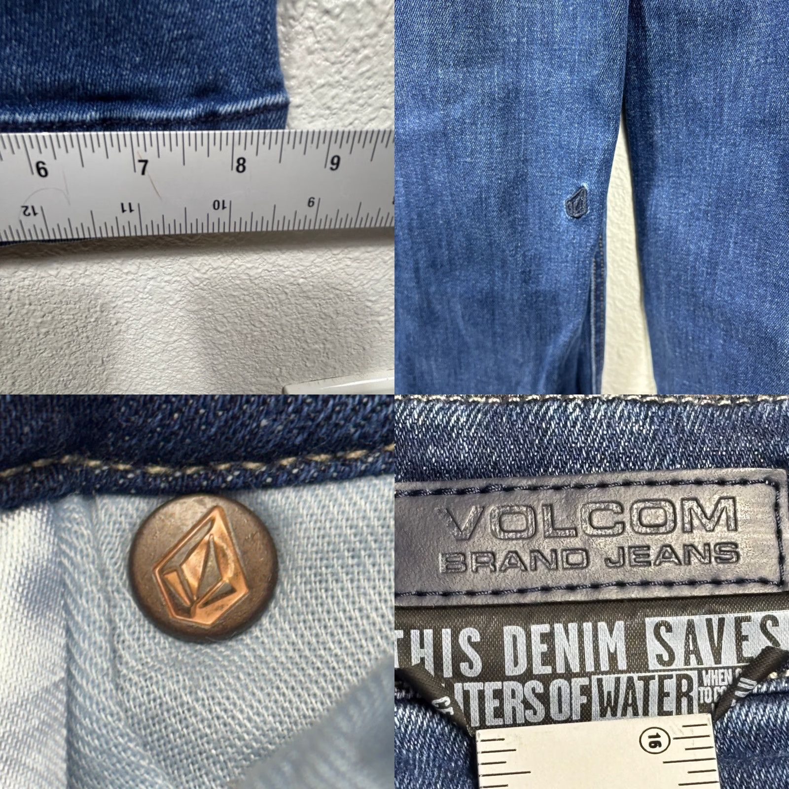 Volcom Volcom Stone Scraper Wide Leg Jeans Womens 26 Blue High Rise Ankle Dark Wash Size 26" / US 2 / IT 38 - 8 Thumbnail