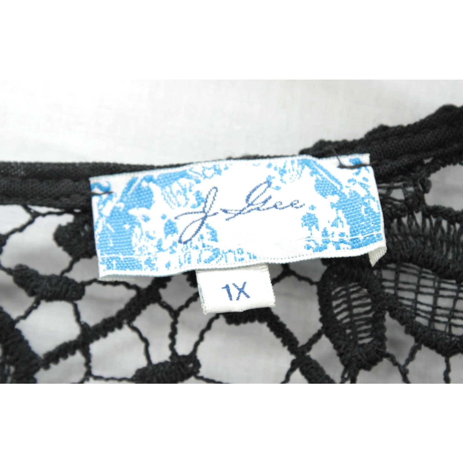 Bell J. Gee Witchy Black Dress 1X Boho Crochet Lace Bell Sleeves Sheer Goth Whimsical Size XL / US 12-14 / IT 48-50 - 7 Thumbnail