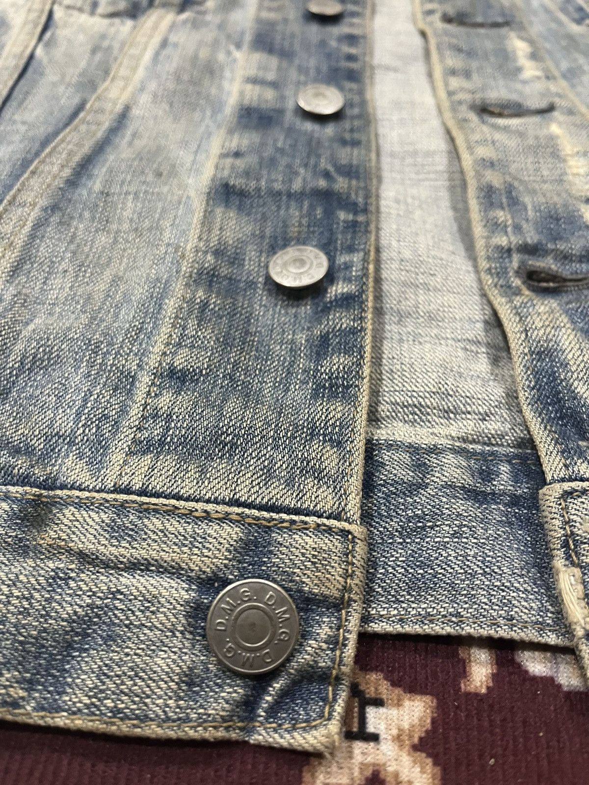 OMNIGOD Vintage Domingo Omnigod Distressed Stain Denim Jacket Size XS / US 0-2 / IT 36-38 - 7 Thumbnail