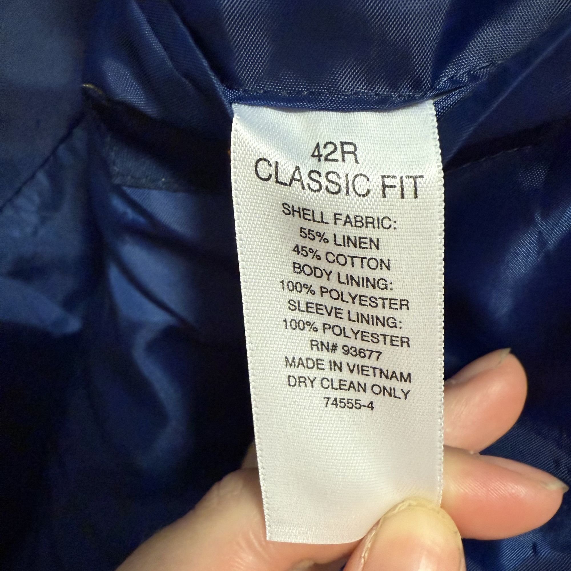 Stafford Stafford Sport Coat HERRINGBONE Linen Classic Fit Jacket Size 44R - 7 Thumbnail