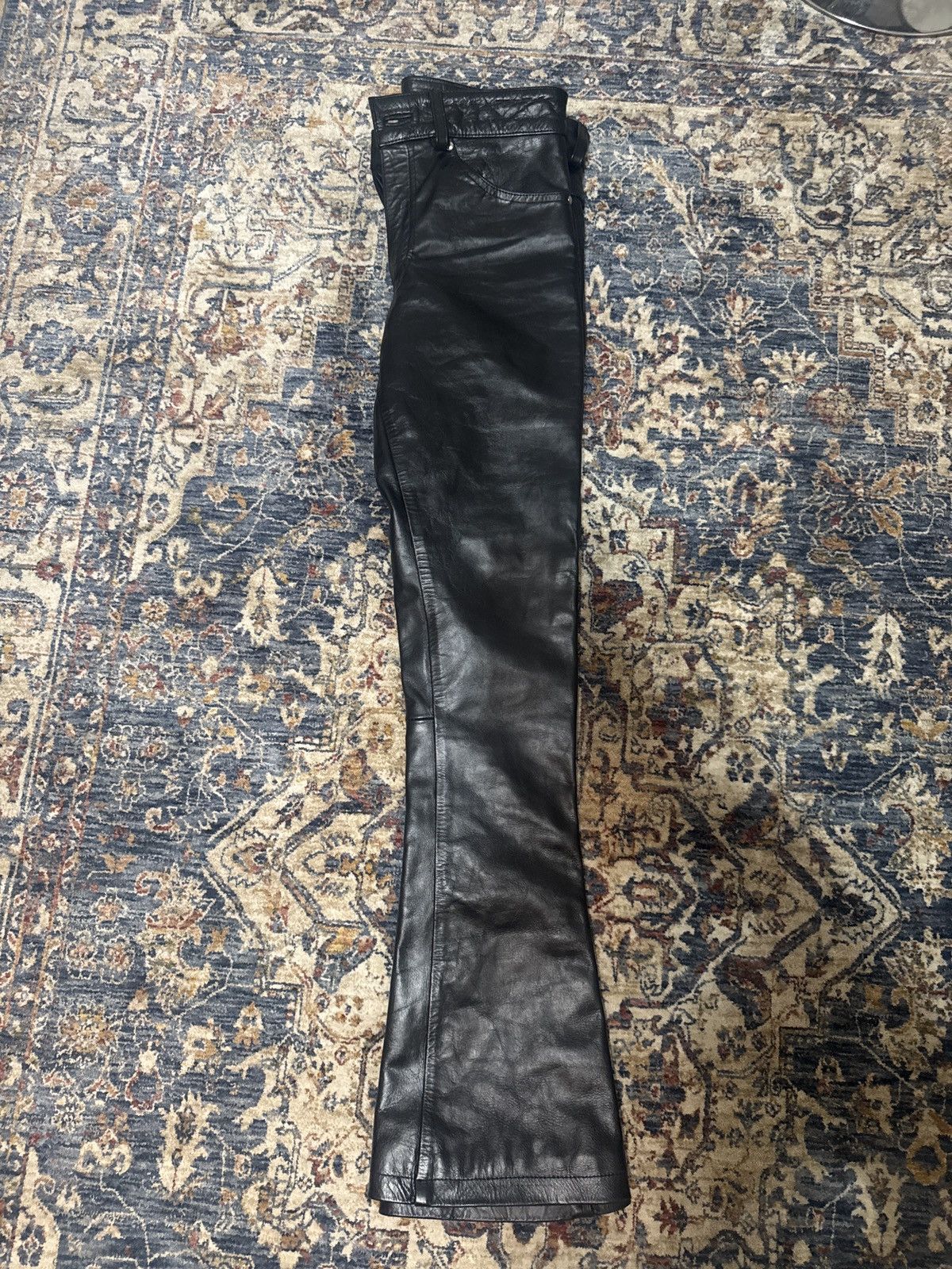 NYRVA NYRVA Black leather flared pants Size US 32 / EU 48 - 4 Thumbnail