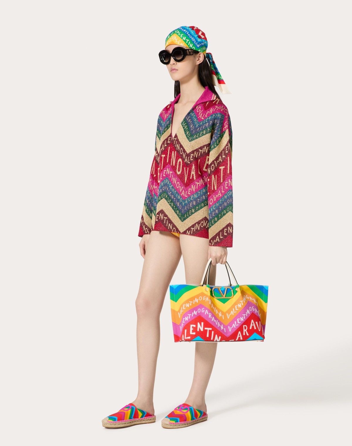 Valentino o1s1wg110525 Chevron Lurex Jumper in Multicolor Size L / US 10 / IT 46 - 4 Thumbnail