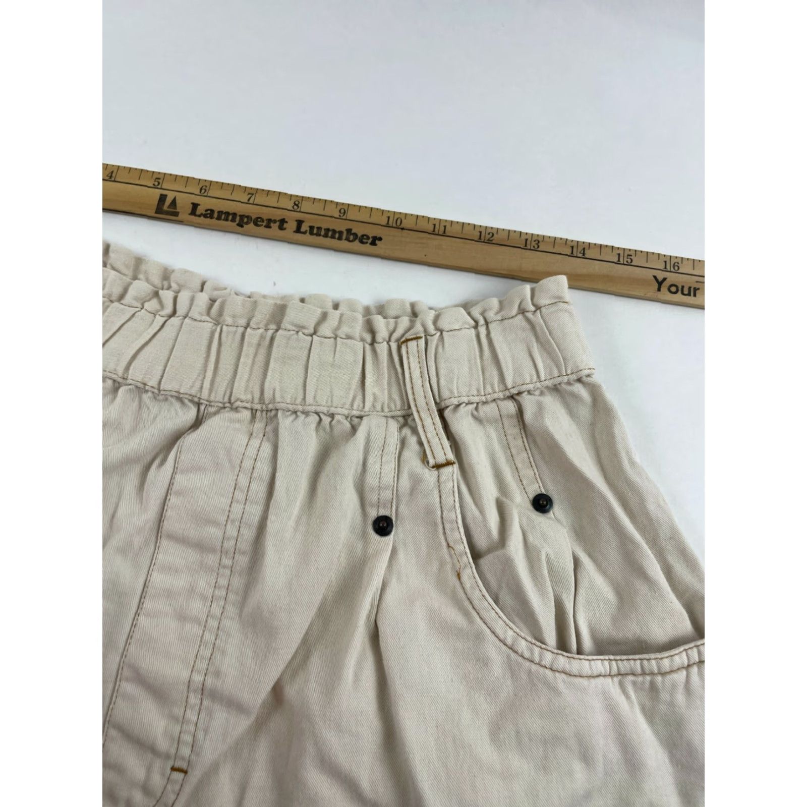New Republic Republic Shorts Women's Large Tan Vintage Denim High Rise Pull on 100% Cotton Chino Casual Size 28" / US 6 / IT 42 - 3 Thumbnail
