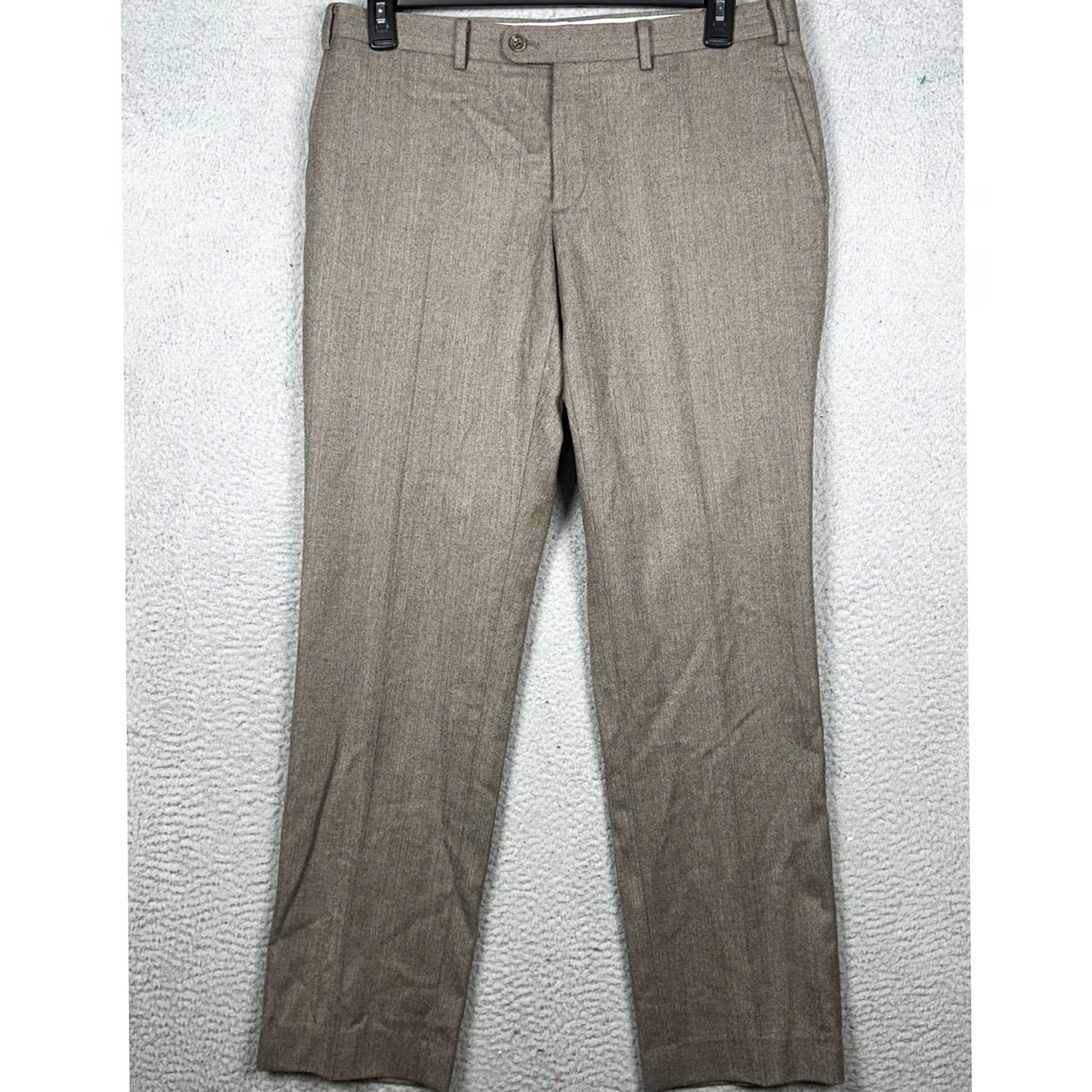 Vintage Indochino Pants Dress Brown Herringbone Wool 36x32 Regular Button Front Slant Pocket Mens Dress Pants Men Brown Herringbone Preppy Business Womens? Size US 32 / EU 48 - 2 Thumbnail