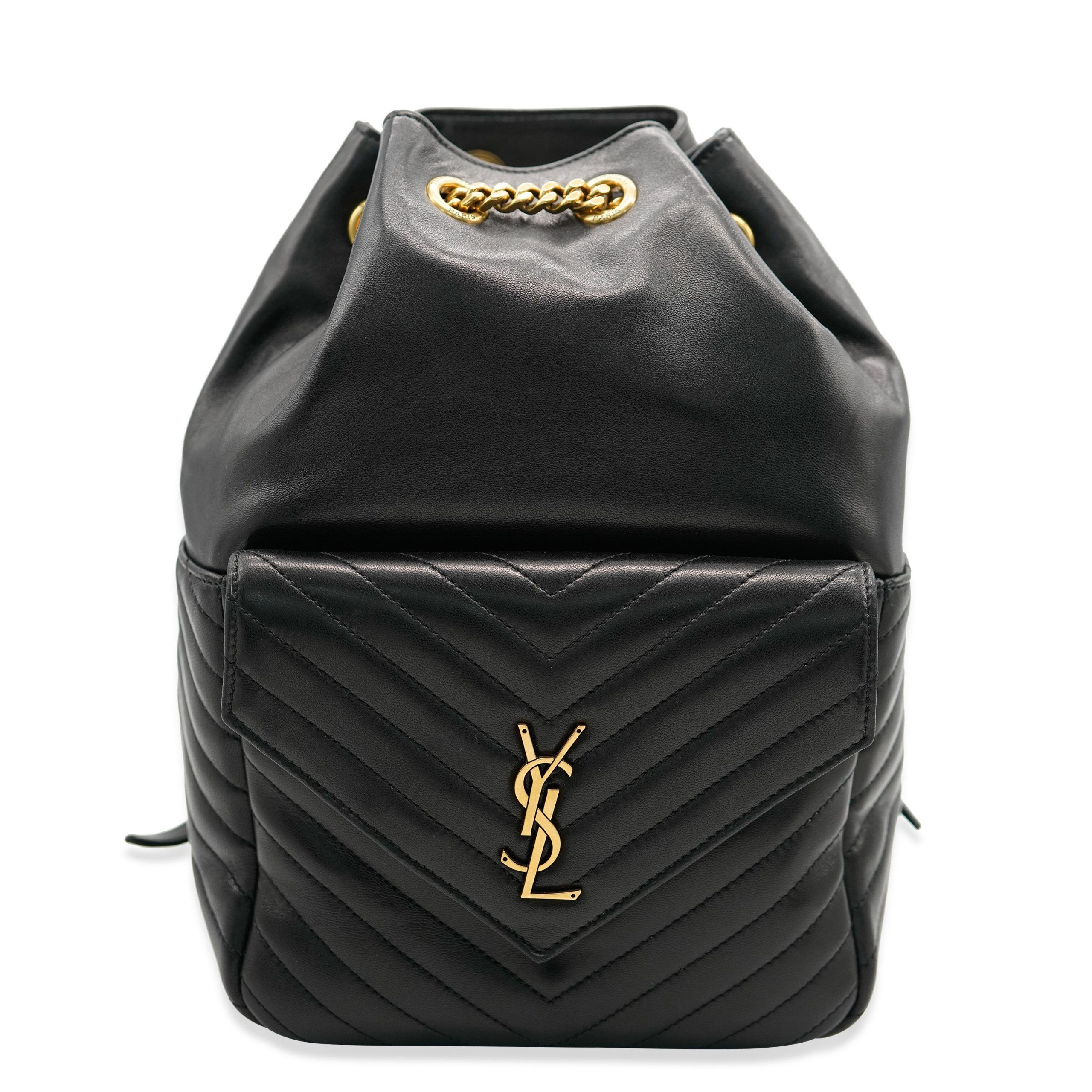 image of YVES Saint Laurent Black Lambskin Matelasse Monogram Joe Backpack, Women's