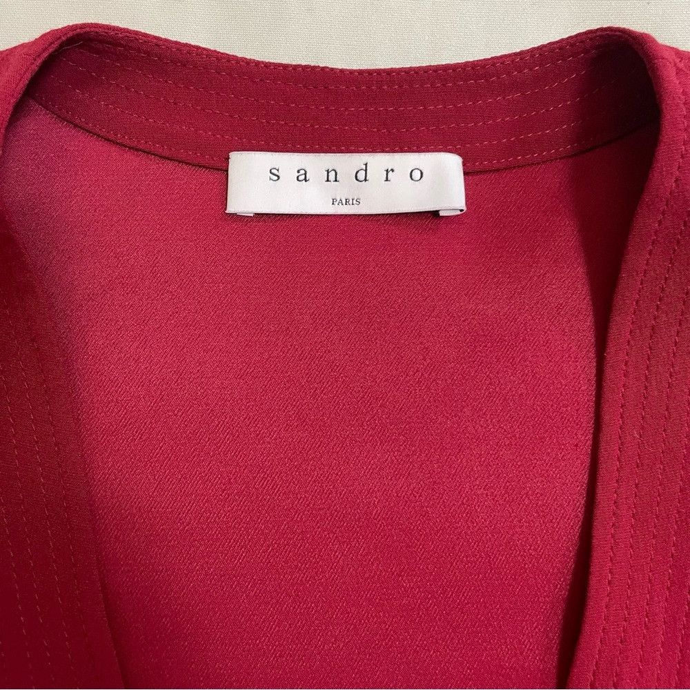 Sandro NWT New $325 Sandro Burgundy Viscose Long Sleeve Dress Size Size S / US 4 / IT 40 - 9 Thumbnail