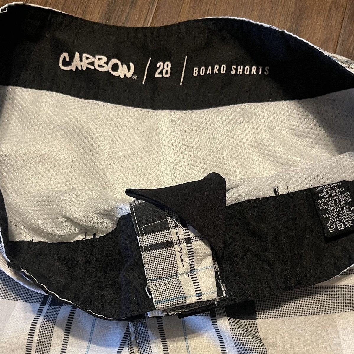 Carbon Carbon Plaid Cargo Swim Board Shorts Pockets Size US 28 / EU 44 - 4 Thumbnail