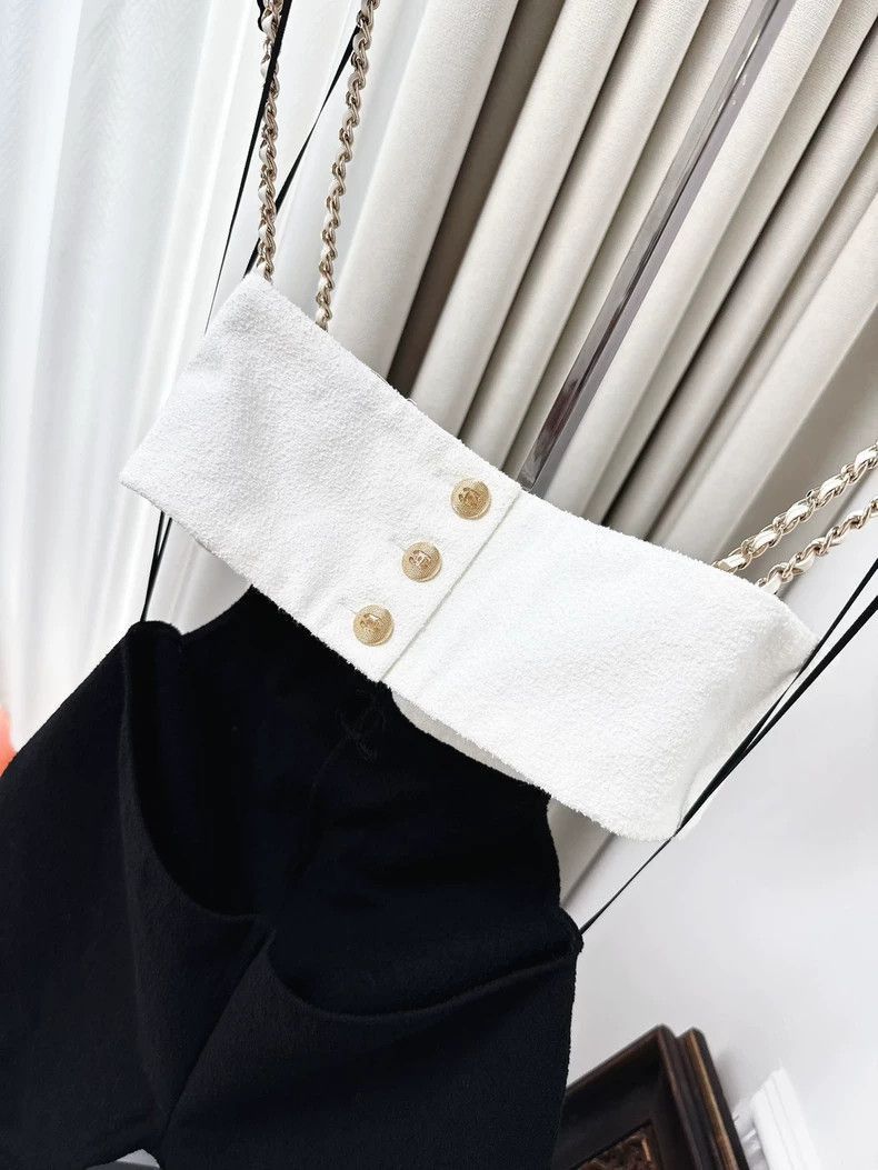 Chanel Chanel Black and White Color Block Chain Shoulder Strap Jum Size 28" / US 6 / IT 42 - 3 Thumbnail