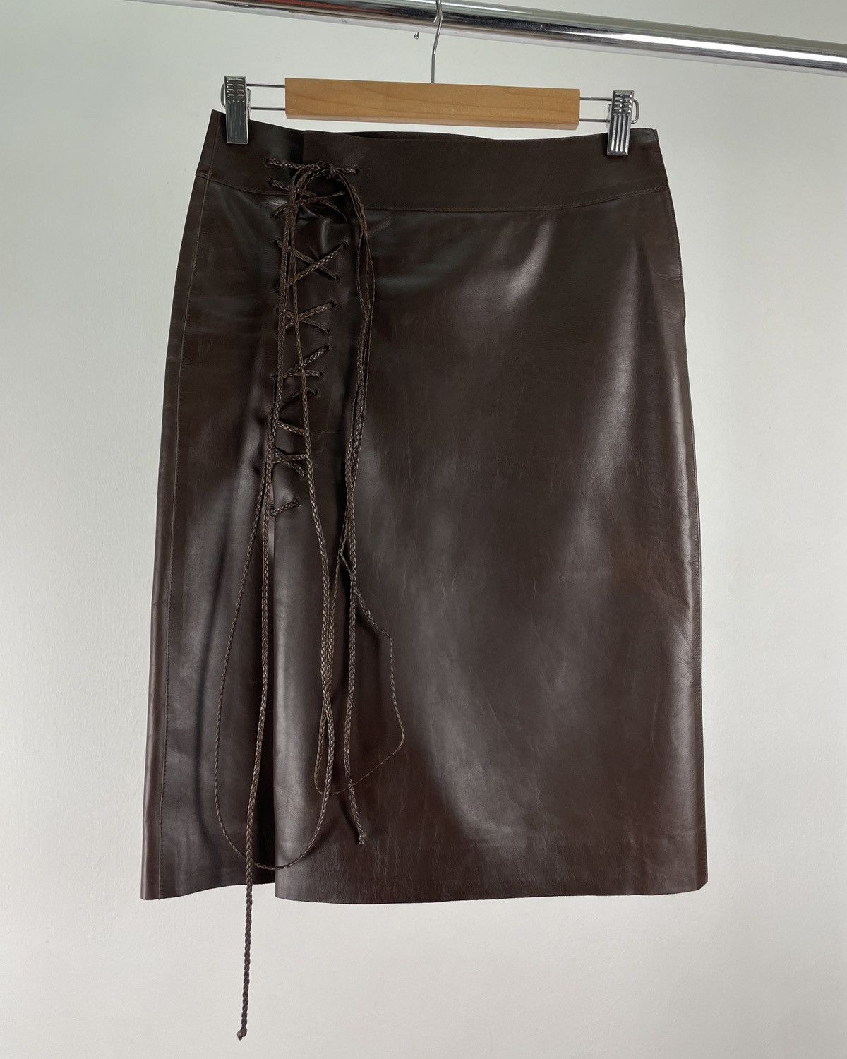 Gucci × Tom Ford Gucci by Tom Ford FW2002 Leather Lace-up Skirt
