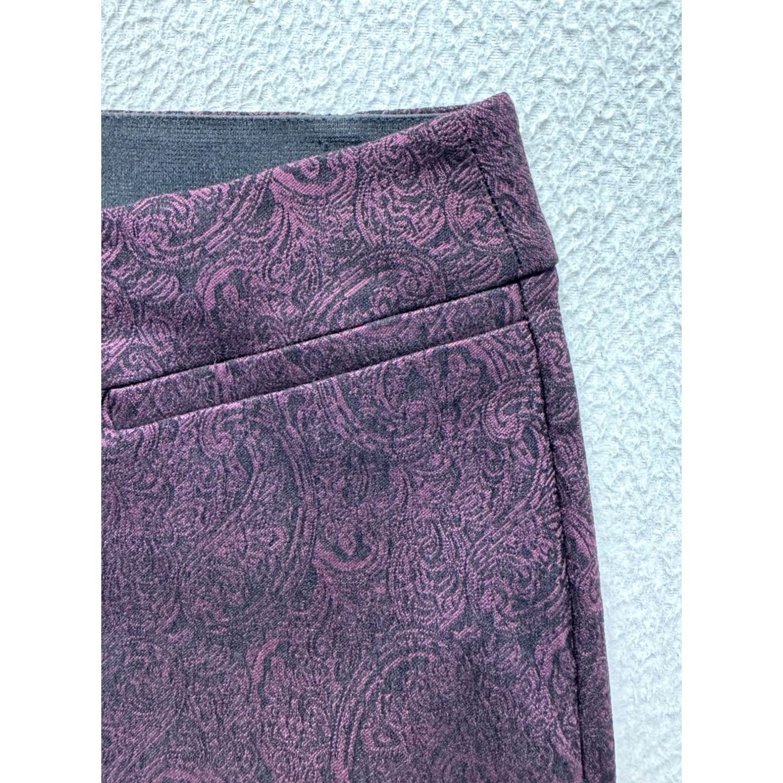 Vintage Lane Bryant Pants Womens 20 Black The Allie 20R Paisley Stretch Purple 148B Size 42" / US 20 - 5 Thumbnail