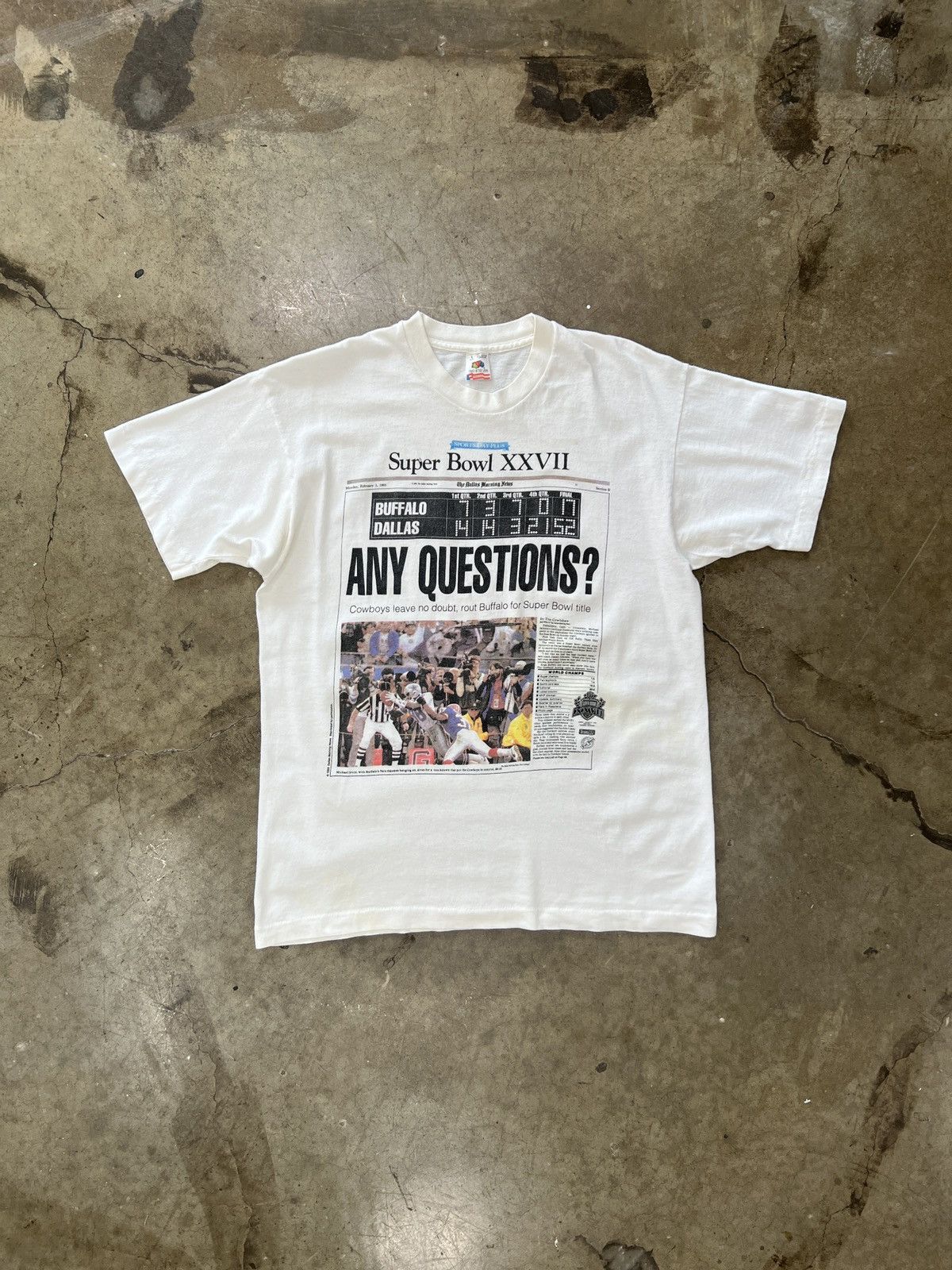 NFL Vintage Super Bowl XXVII Dallas Cowboys Newspaper Tee Large Size US L / EU 52-54 / 3 - 2 Thumbnail