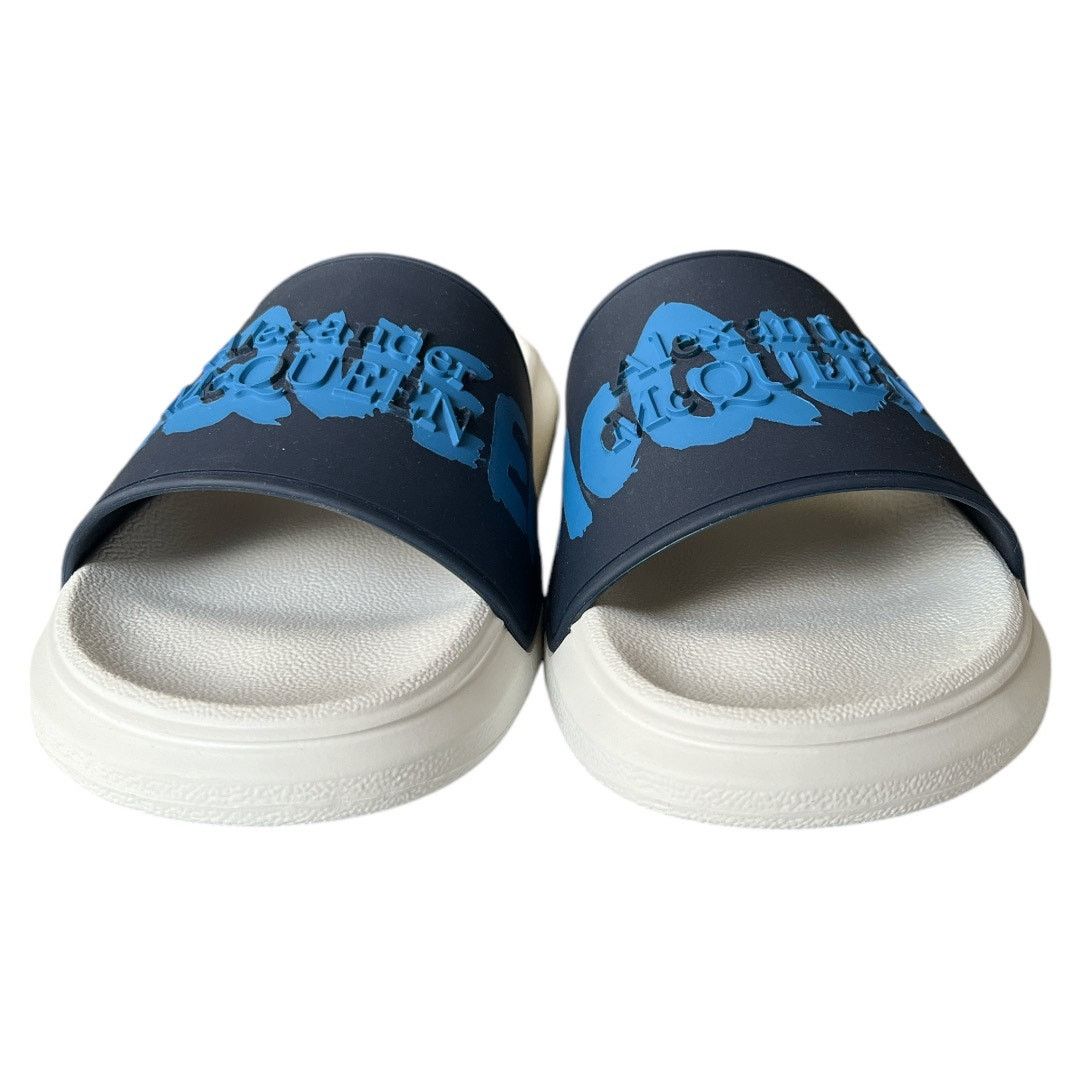 Alexander McQueen ALEXANDER MCQUEEN Navy Debossed Slide Sandals IT36.5/US6.5 Size US 6.5 / IT 36.5 - 4 Thumbnail