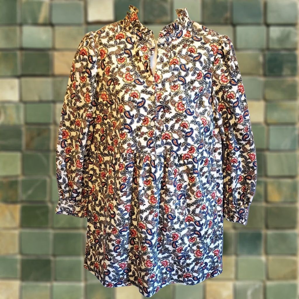 Boden Boden Womens Sz 6P Corduroy Paisley Floral Mini Dress Ruffel Cuff Size M / US 6-8 / IT 42-44 - 1 Thumbnail