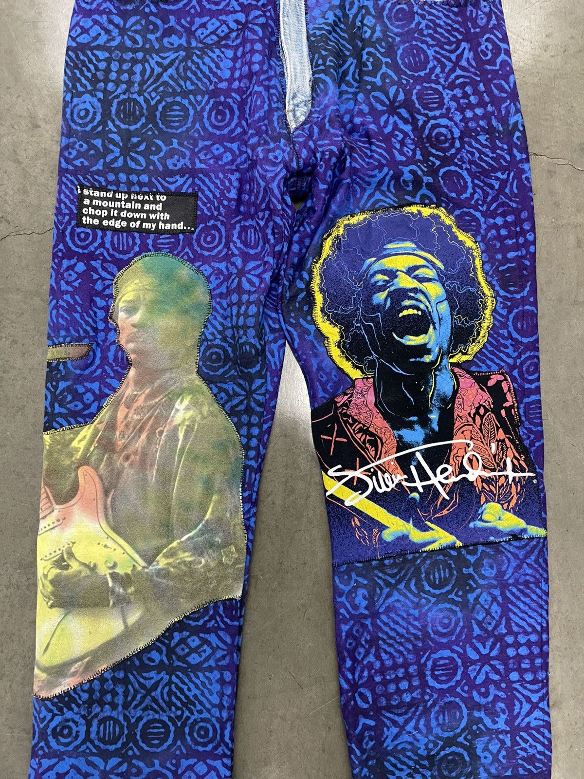 Jimi Hendrix JIMI HENDRIX "I'M A Voodoo Chile" PATCHWORK DENIM JEANS Size US 38 / EU 54 - 3 Thumbnail