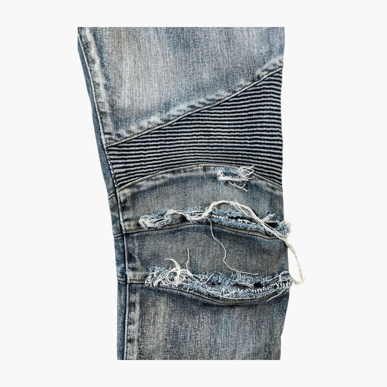 Balmain Balmain Distressed Biker Light Wash Jeans Size US 32 / EU 48 - 4 Thumbnail