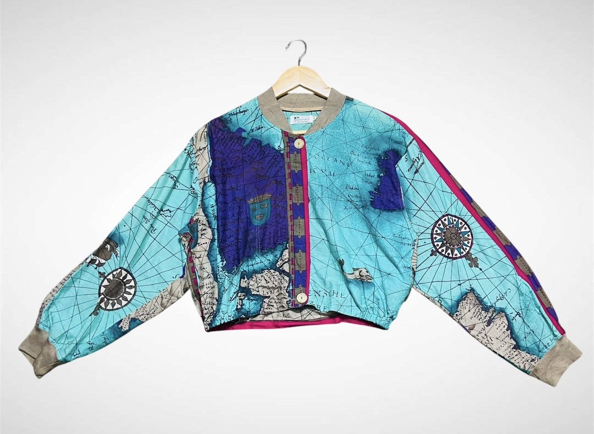 FunSet of Art 80s Paninaro Map Print Cropped Bomber Jacket-Martin Epsilon Size L / US 10 / IT 46 - 3 Thumbnail
