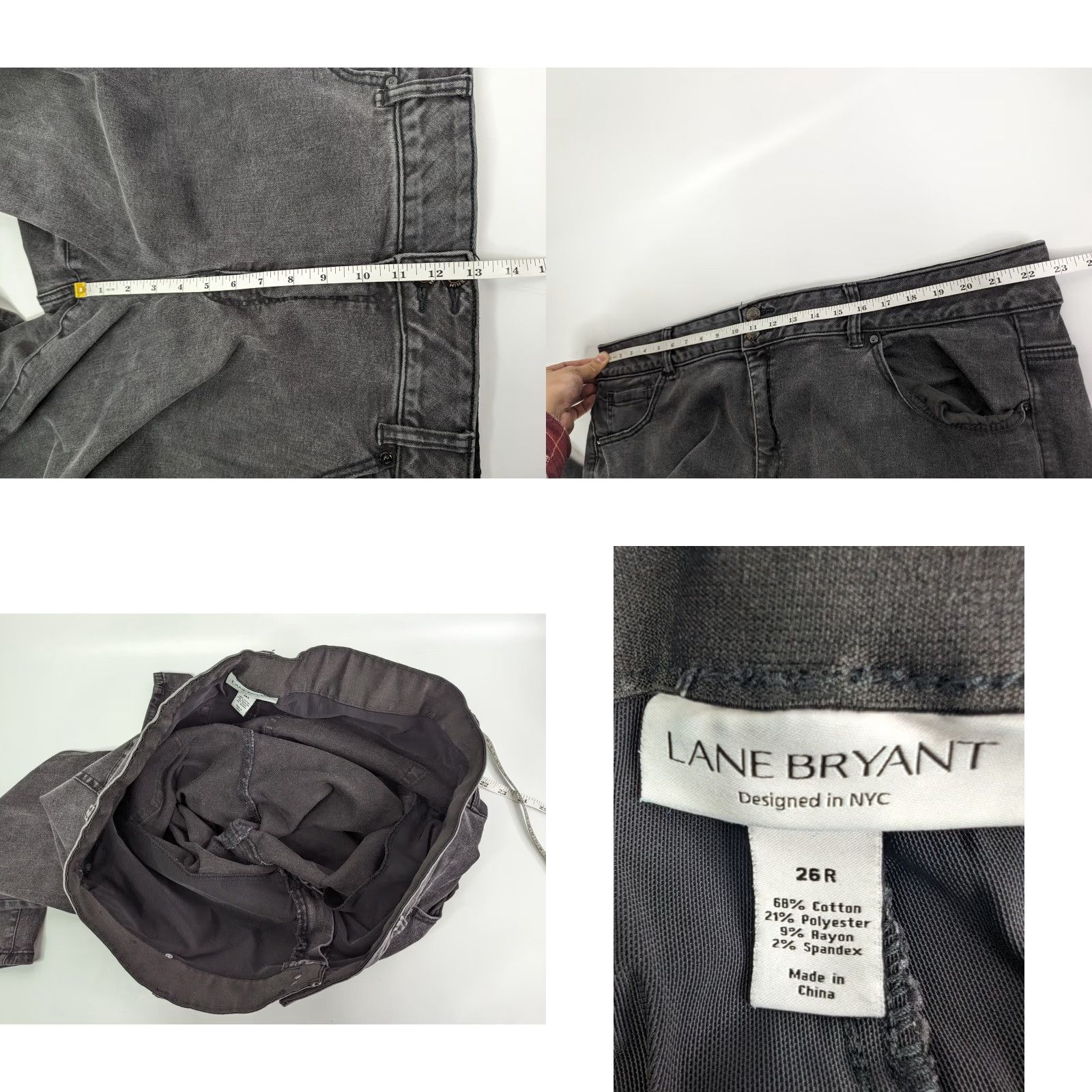 Vintage Lane Bryant Jeans Womens Plus 26R Straight Leg 5-Pocket Denim Black Stretch Pockets Size 26" / US 2 / IT 38 - 8 Thumbnail