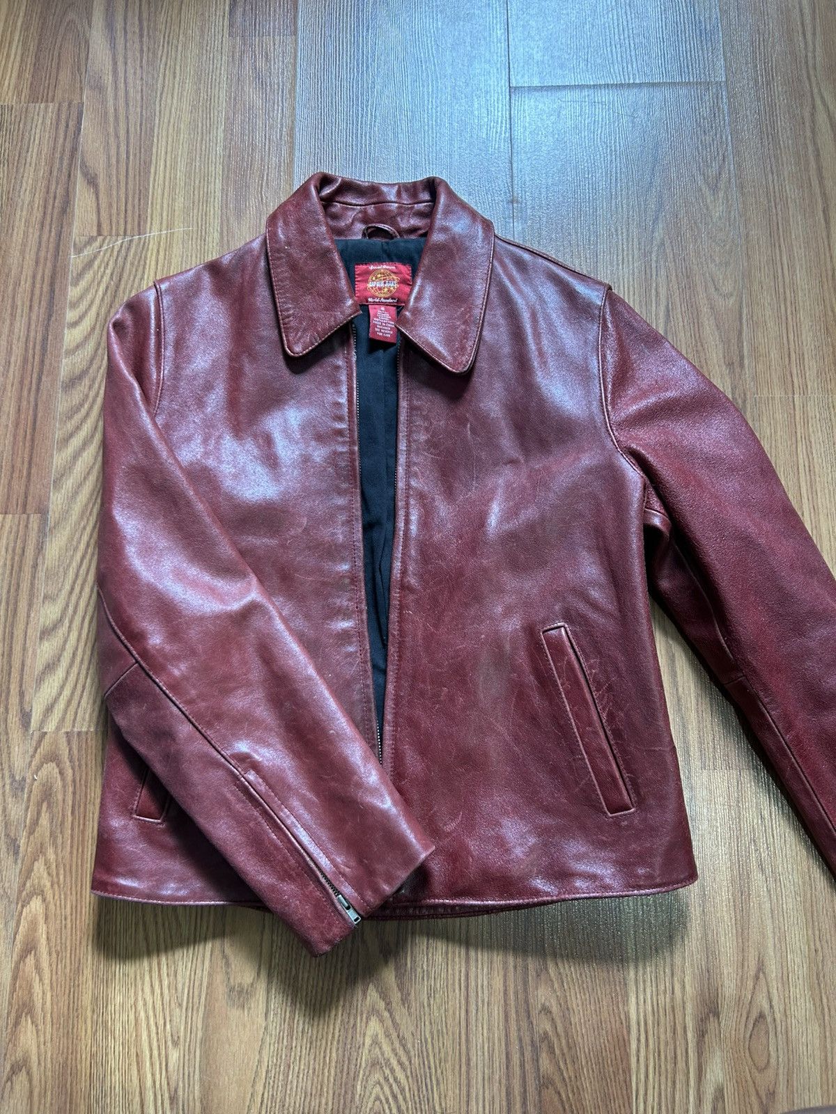 Gap Vintage Gap Blue Jeans Red Leather Jacket Size US S / EU 44-46 / 1 - 1 Thumbnail