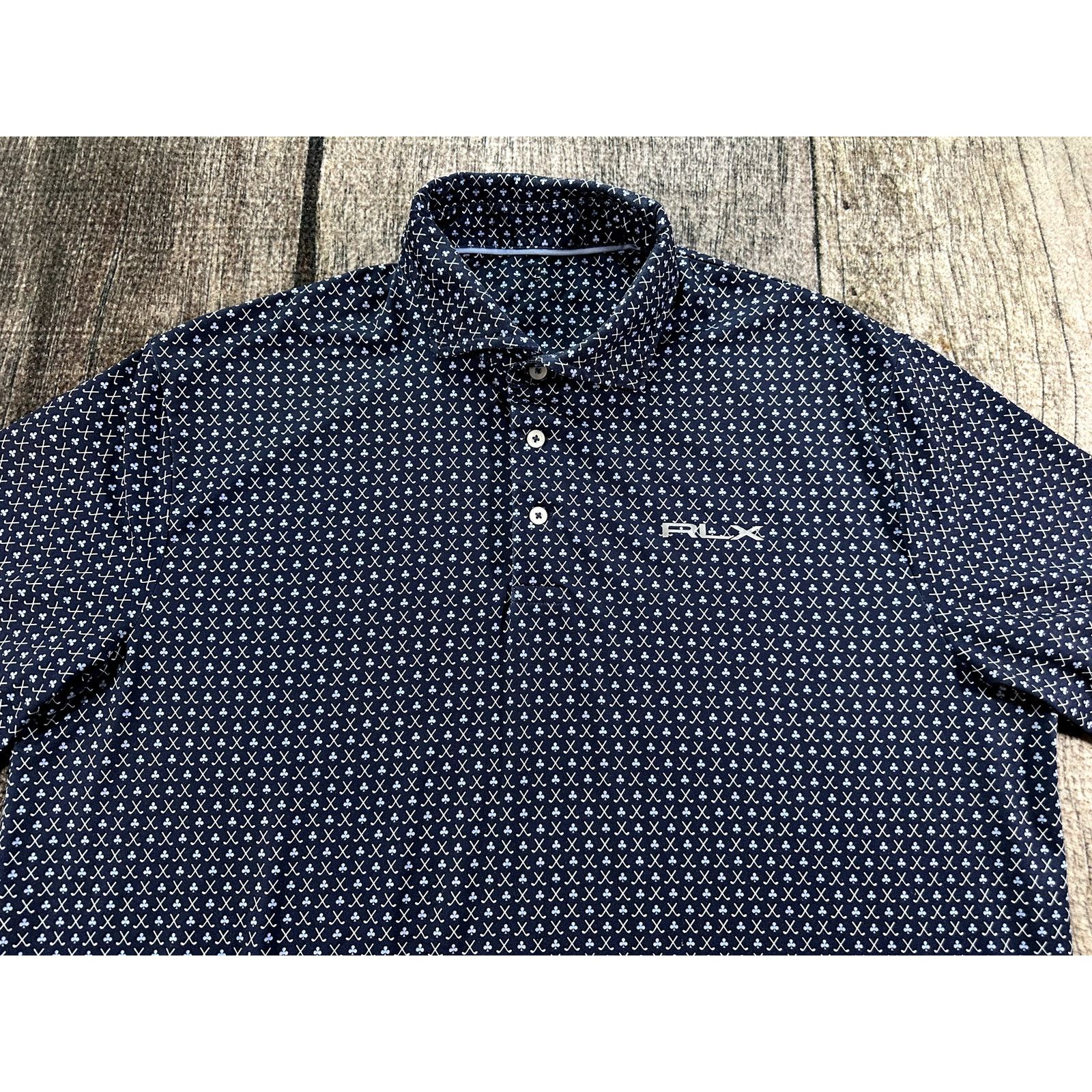 RLX Ralph Lauren RLX Ralph Lauren Mens Golf Clubs Spades Blue Polo Shirt Size US XL / EU 56 / 4 - 3 Thumbnail