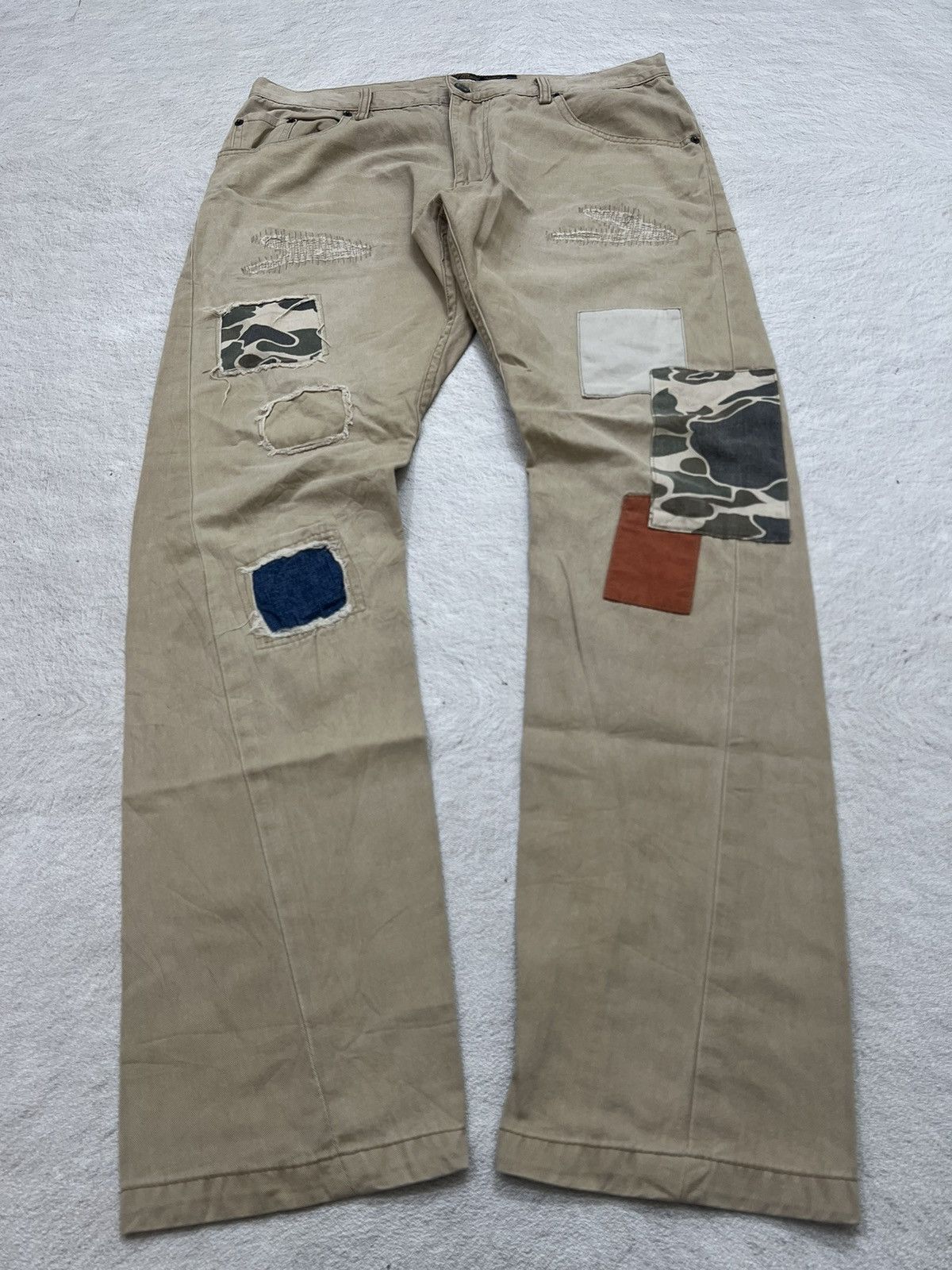 Number (N)ine 2000s Japanese Maison Patchwork Bootcut Chino y2k Lgb Ifsix Size US 34 / EU 50 - 1 Thumbnail