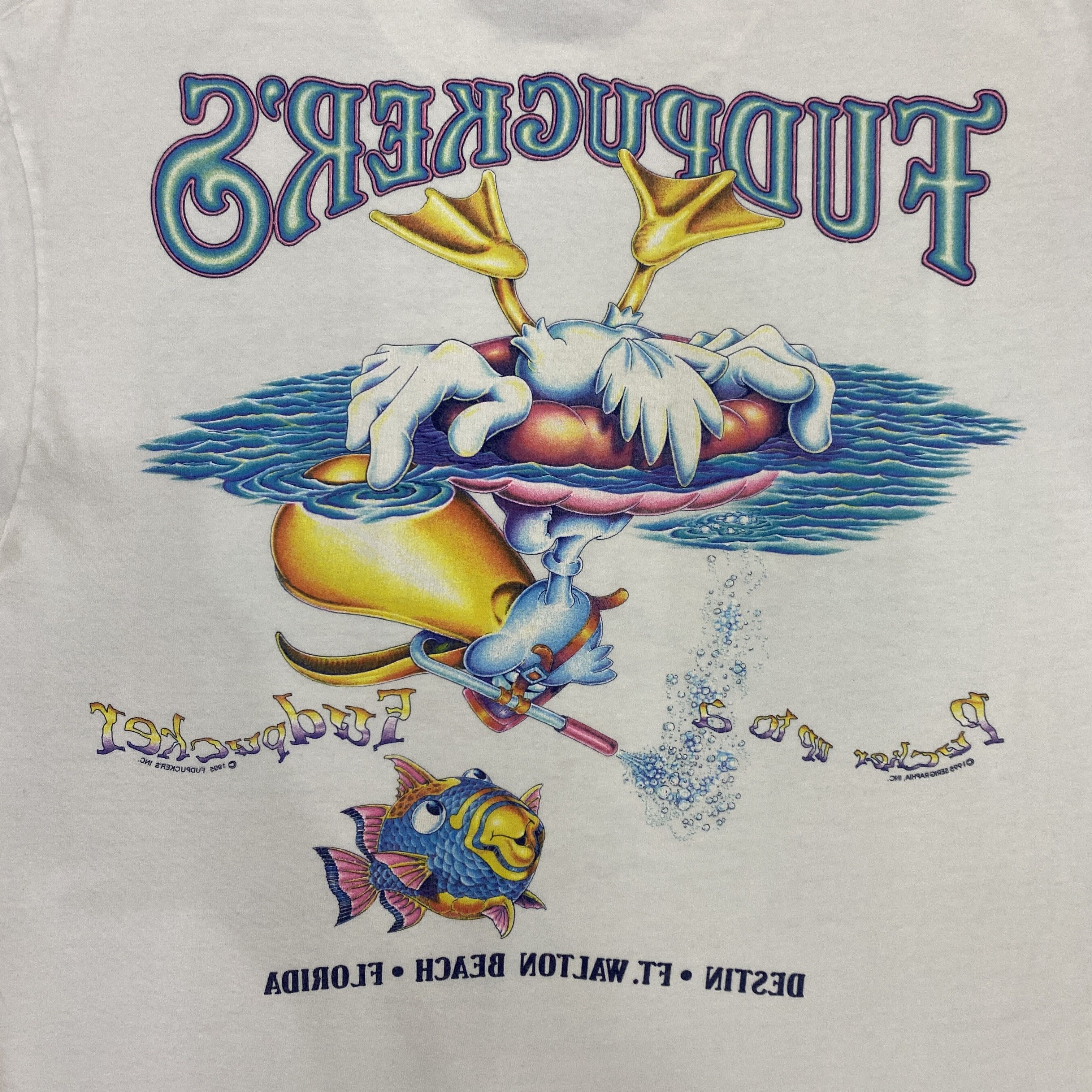 Hanes Vintage 90s Fudpuckers Walton Beach Florida T-Shirt - K078 Size US M / EU 48-50 / 2 - 8 Thumbnail