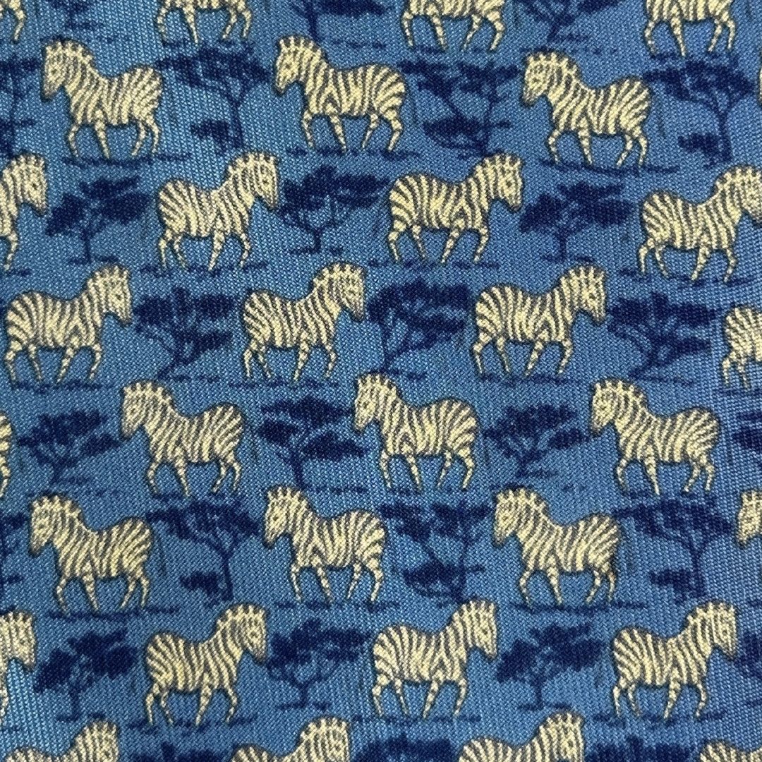 Hermes Tie Silk Zebra Pattern on Blue Vintage Size ONE SIZE - 5 Thumbnail