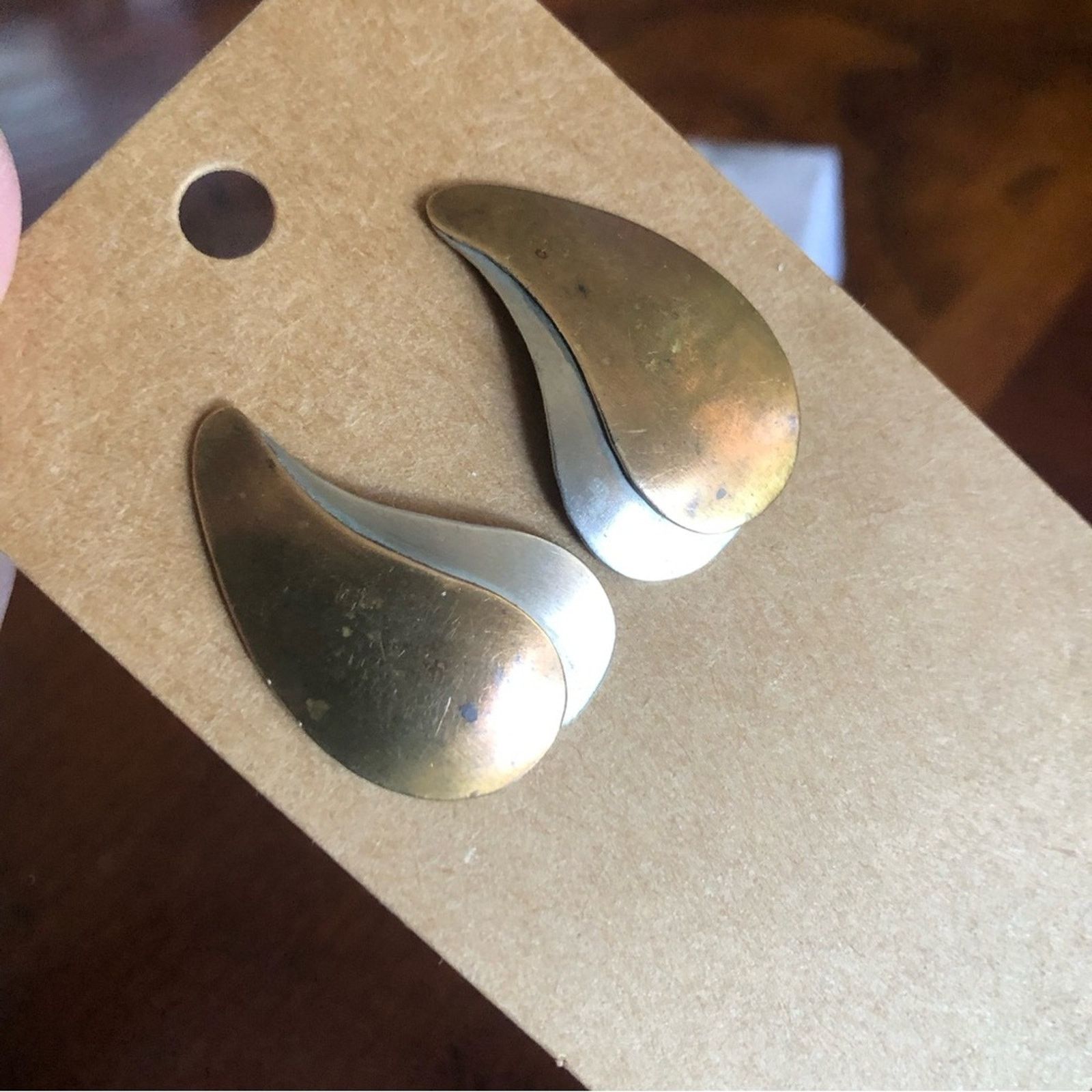 Vintage Vintage handcrafted silver and copper overlap earring Size ONE SIZE - 6 Thumbnail