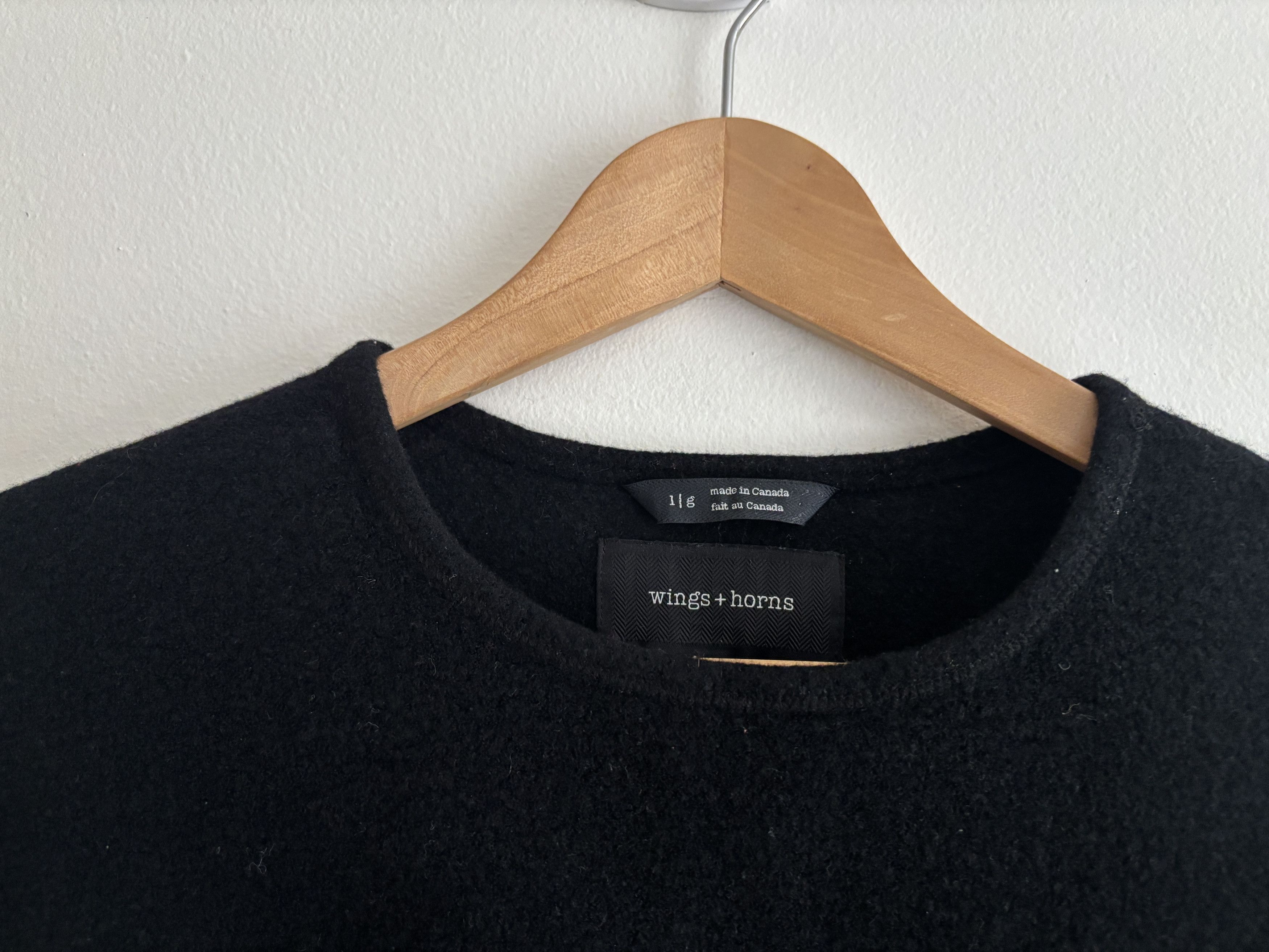 Wings + Horns Black Wool Crewneck Sweater Medium - Large Size US M / EU 48-50 / 2 - 4 Thumbnail