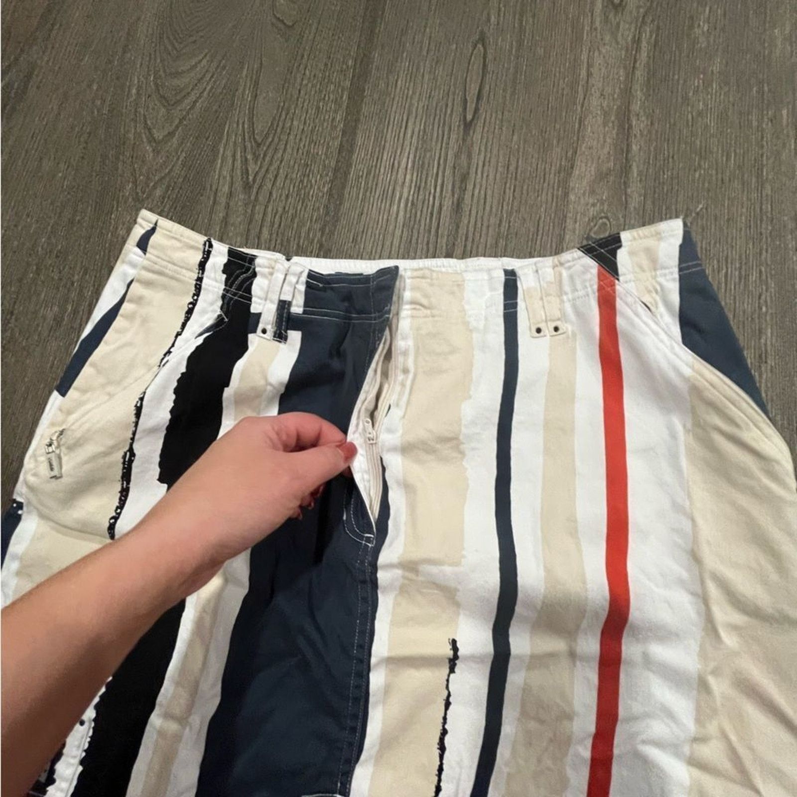 DKNY DKNY Golf White Beige Striped Athletic Skirt Size 16 Size 38" / US 16 / IT 52 - 3 Thumbnail