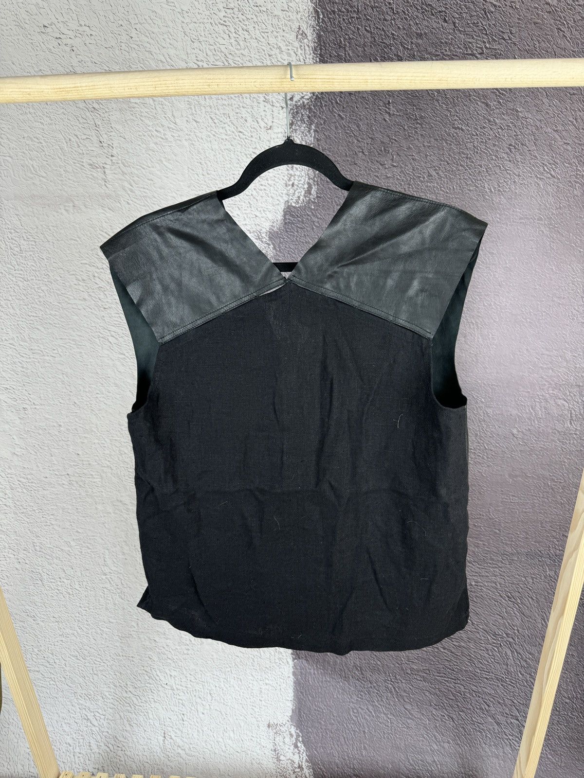 Designer × Genuine Leather Alysi creme black leather linen vest Size M / US 6-8 / IT 42-44 - 10 Thumbnail